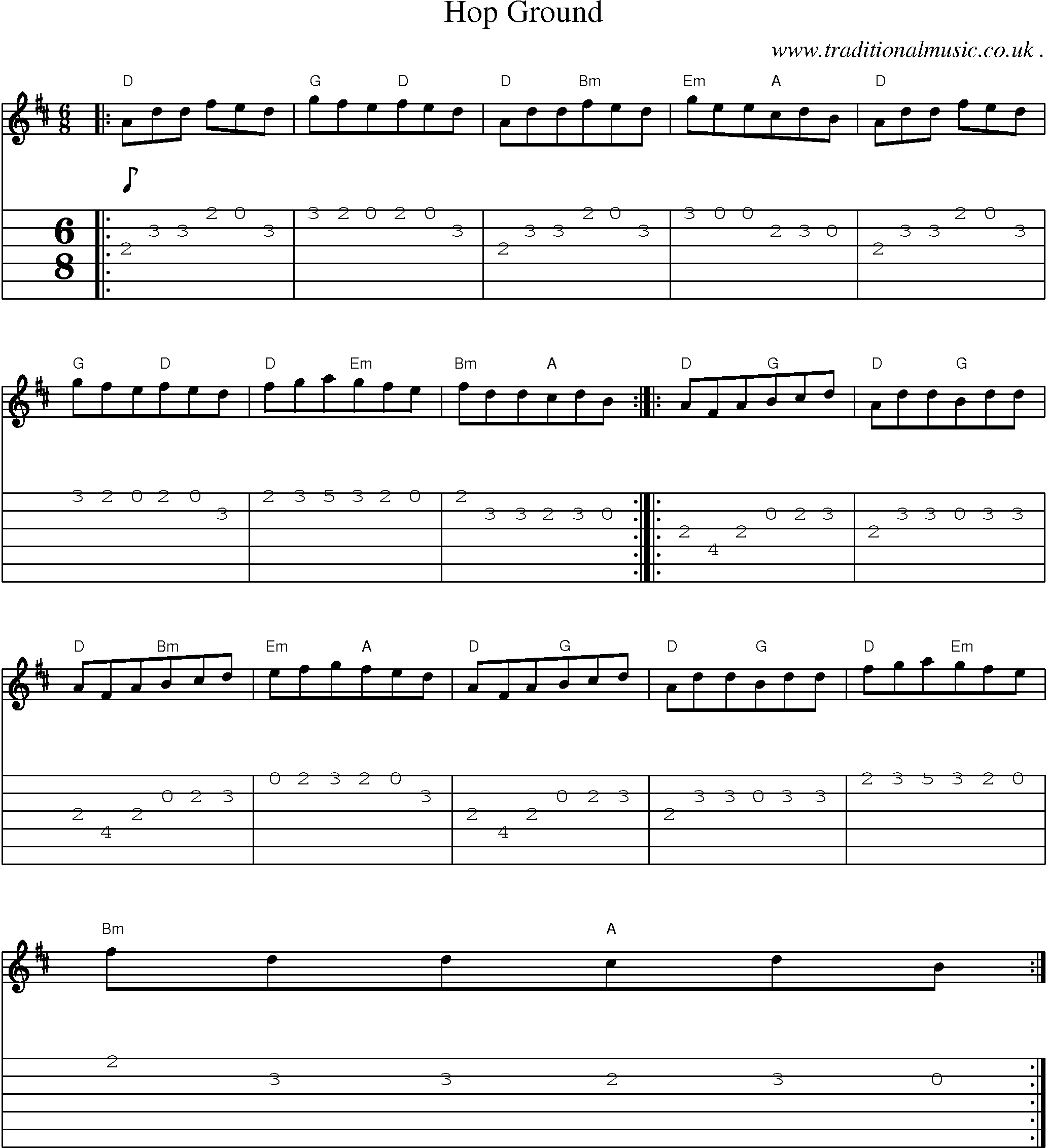 Sheet-Music and Guitar Tabs for Hop Ground