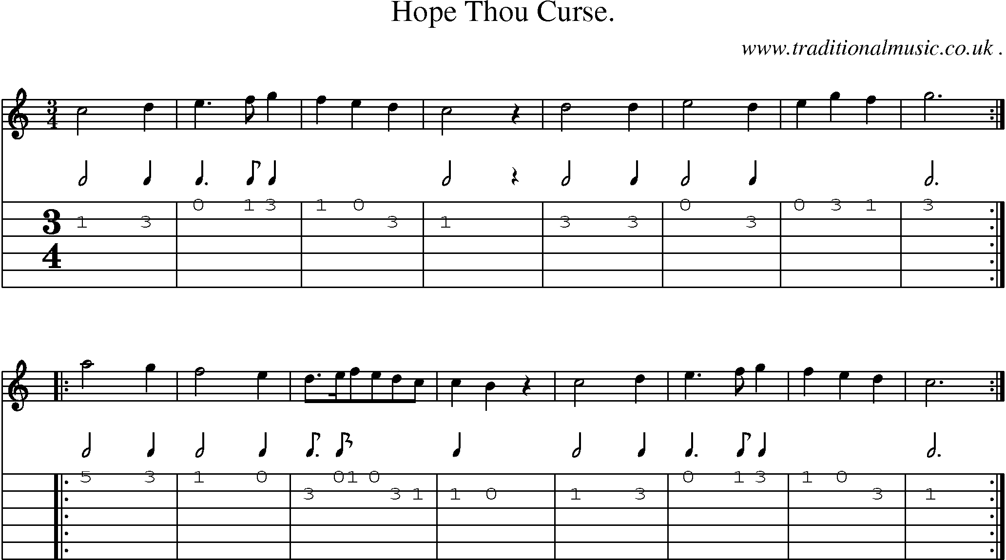 Sheet-Music and Guitar Tabs for Hope Thou Curse