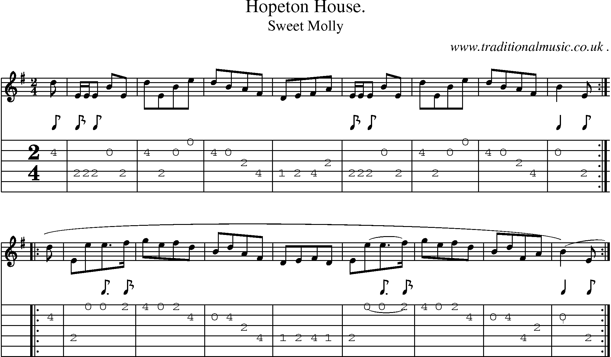 Sheet-Music and Guitar Tabs for Hopeton House