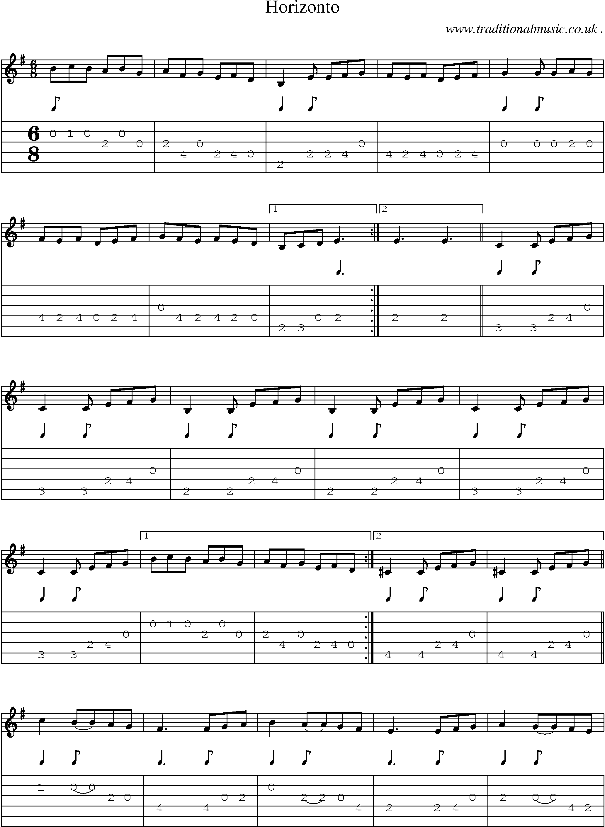 Sheet-Music and Guitar Tabs for Horizonto