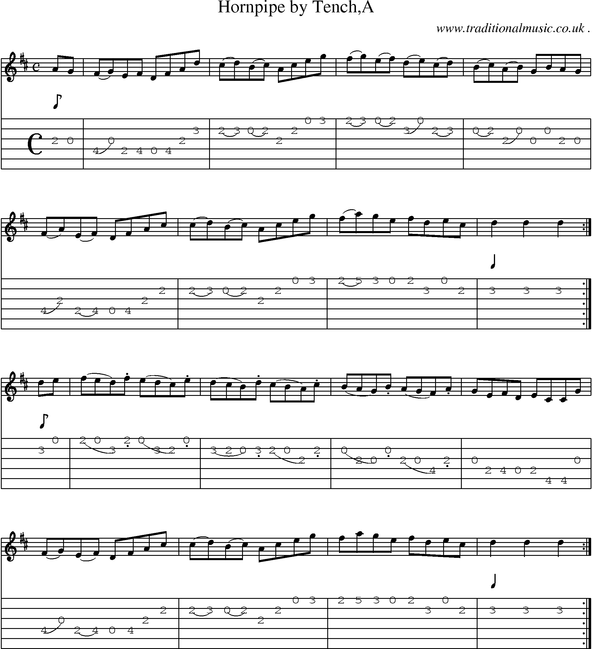 Sheet-Music and Guitar Tabs for Hornpipe By Tencha