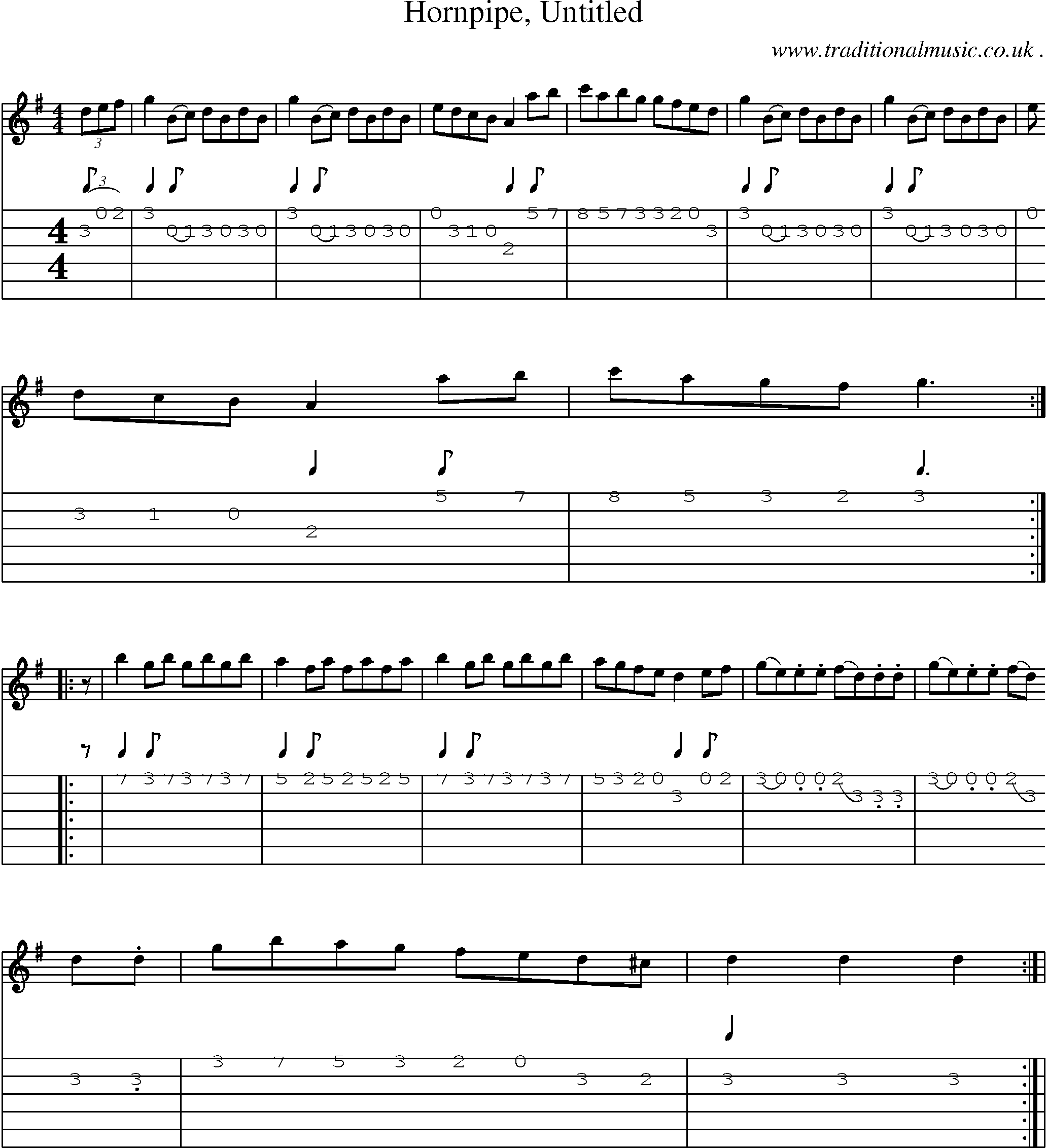 Sheet-Music and Guitar Tabs for Hornpipe Untitled