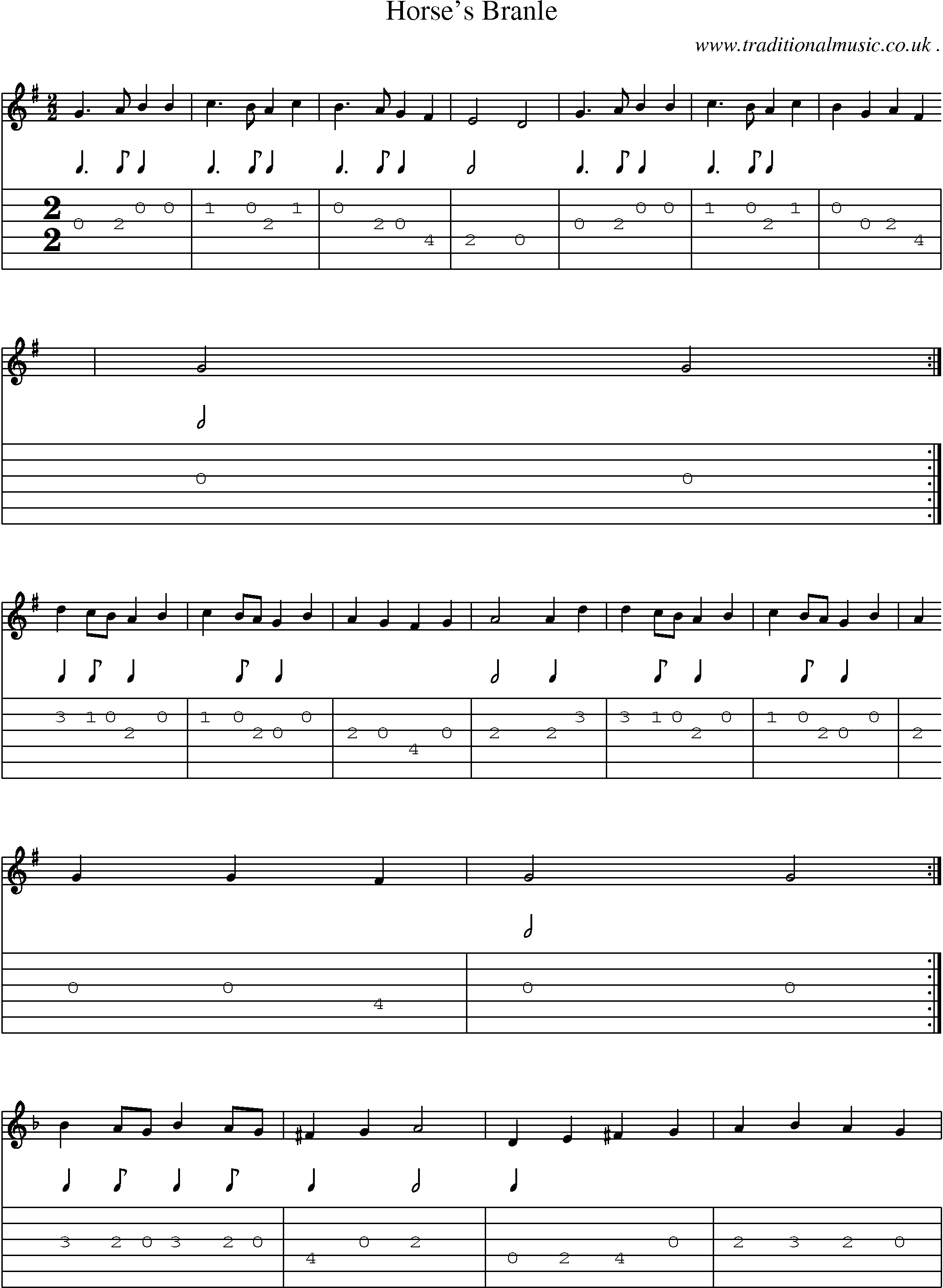 Sheet-Music and Guitar Tabs for Horse Branle