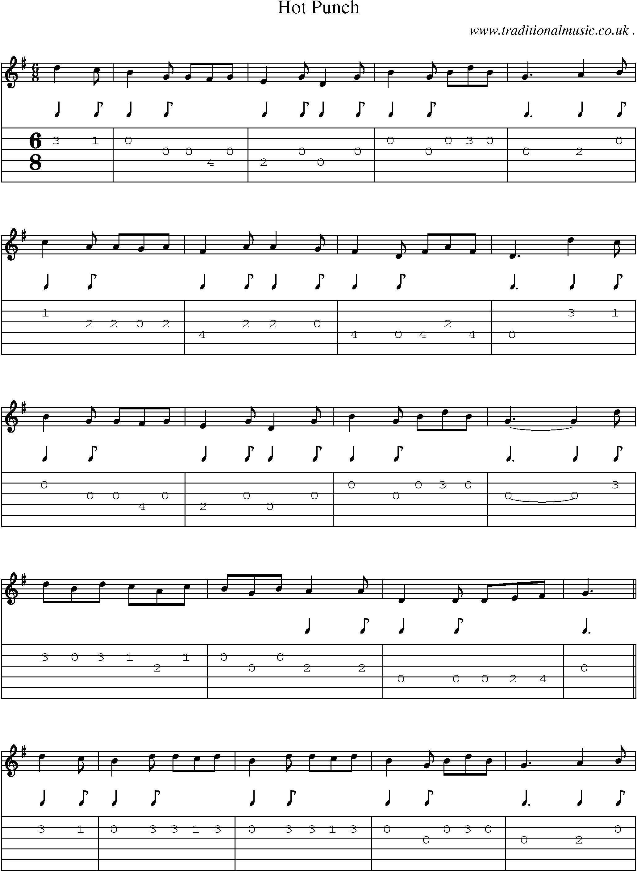 Sheet-Music and Guitar Tabs for Hot Punch