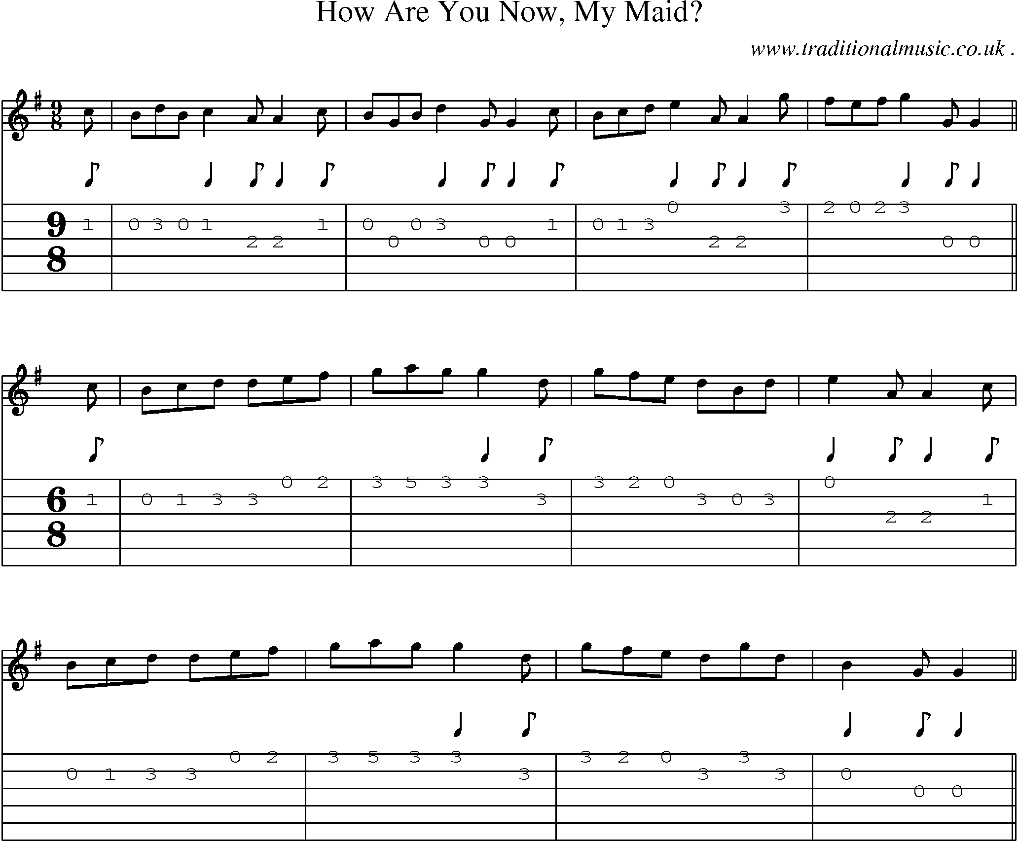 Sheet-Music and Guitar Tabs for How Are You Now My Maid