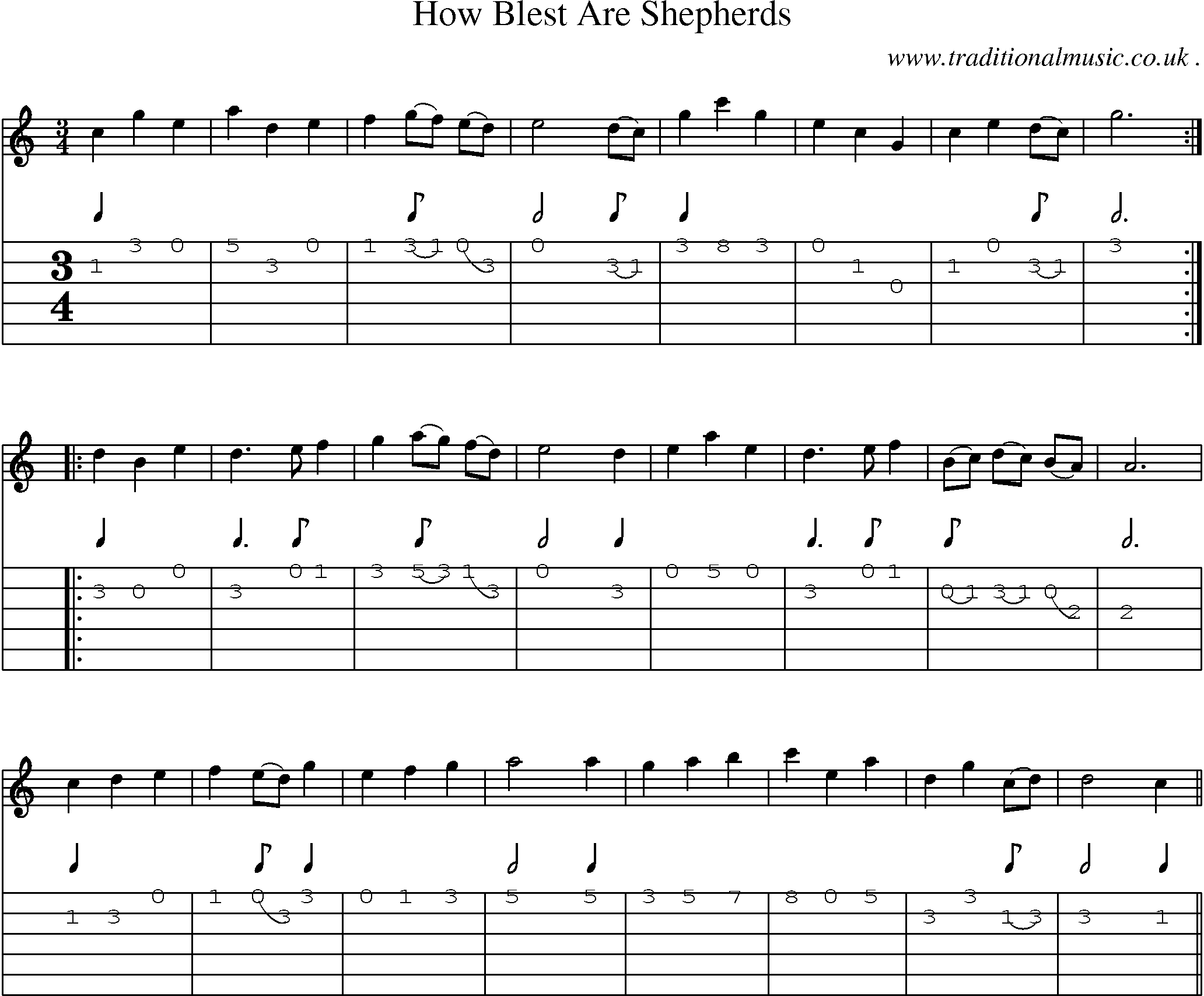 Sheet-Music and Guitar Tabs for How Blest Are Shepherds