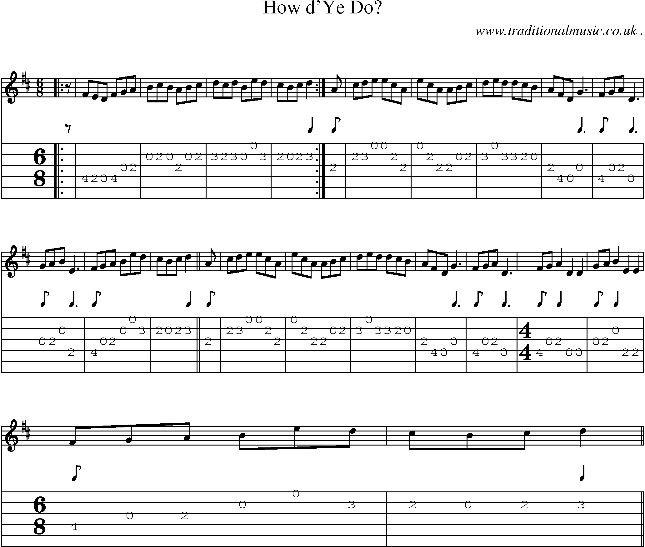Sheet-Music and Guitar Tabs for How Dye Do