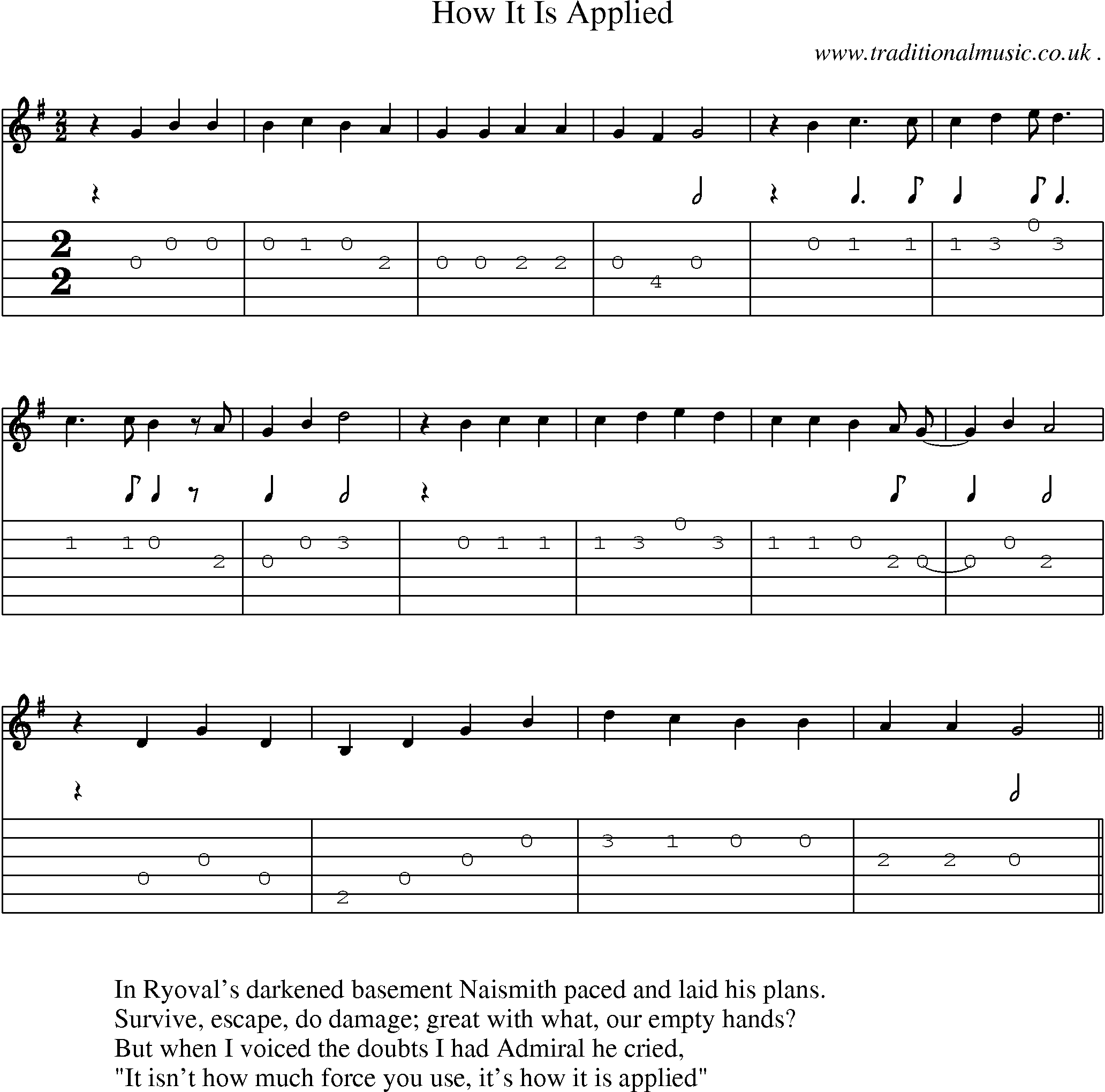 Sheet-Music and Guitar Tabs for How It Is Applied