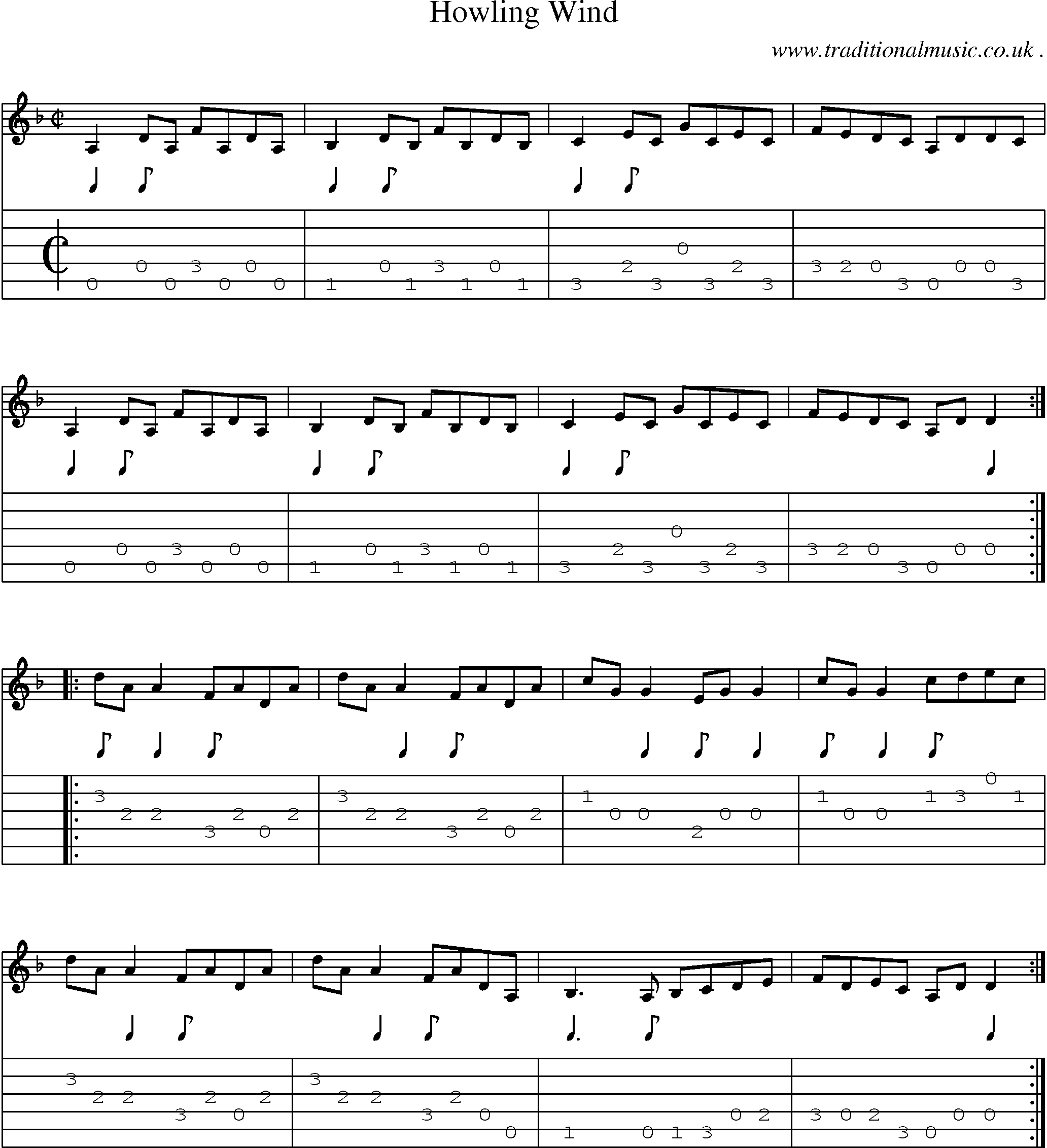 Sheet-Music and Guitar Tabs for Howling Wind