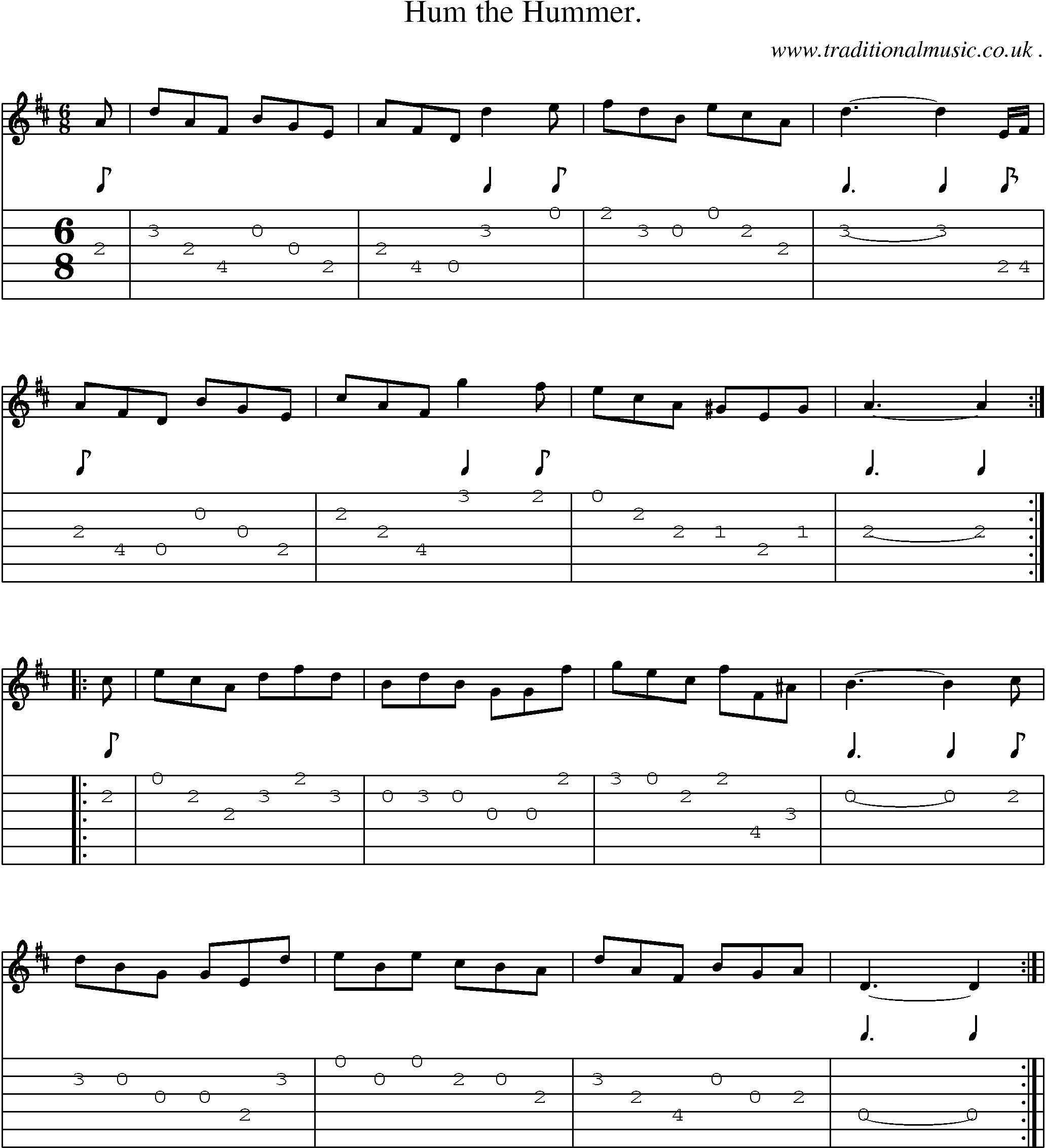 Sheet-Music and Guitar Tabs for Hum The Hummer