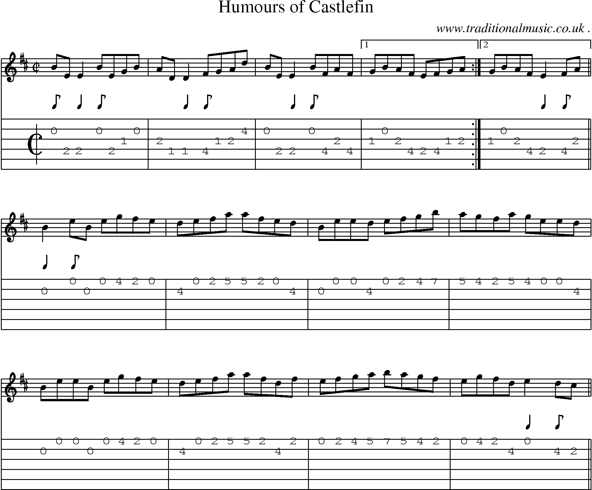 Sheet-Music and Guitar Tabs for Humours Of Castlefin