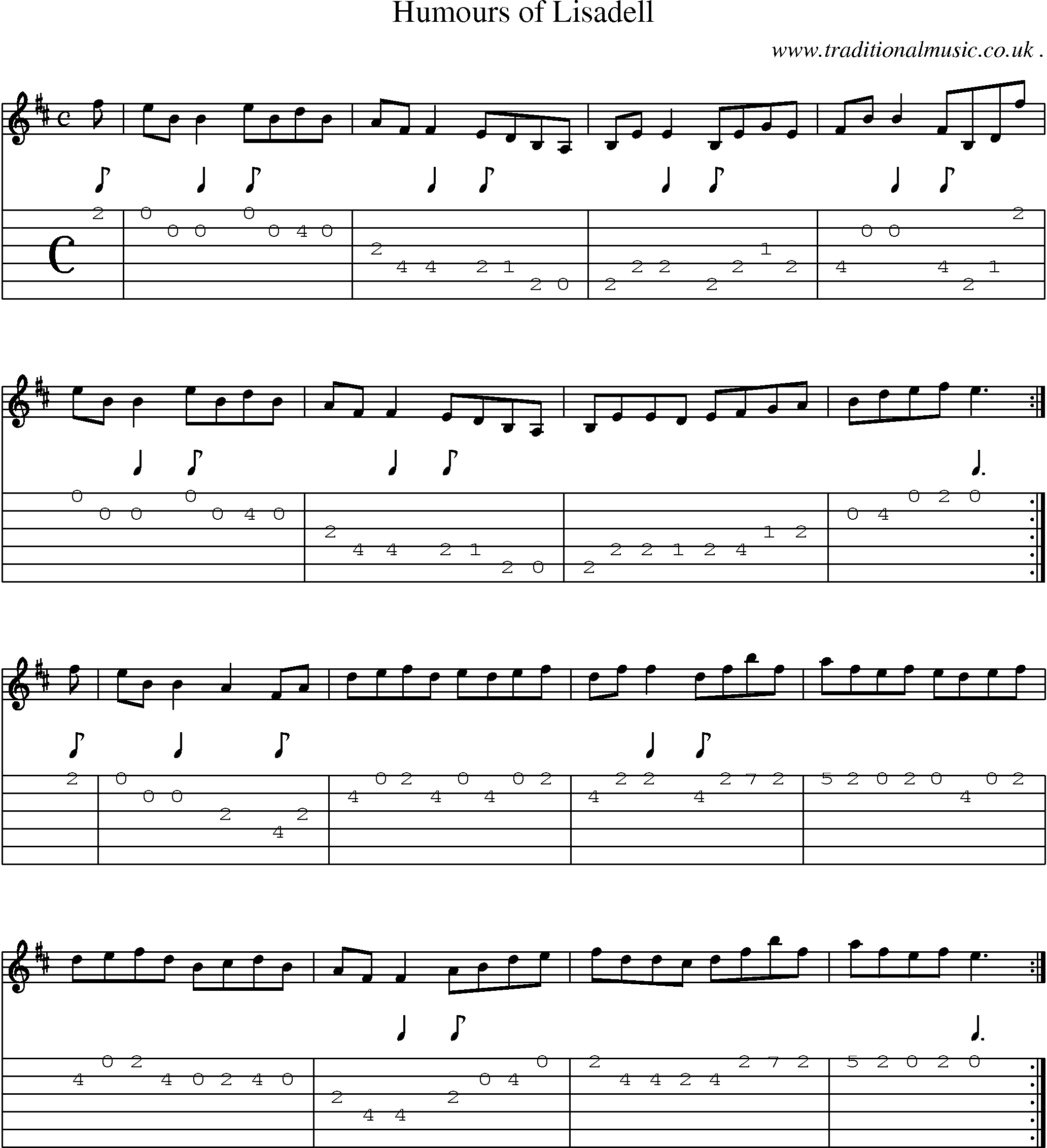 Sheet-Music and Guitar Tabs for Humours Of Lisadell