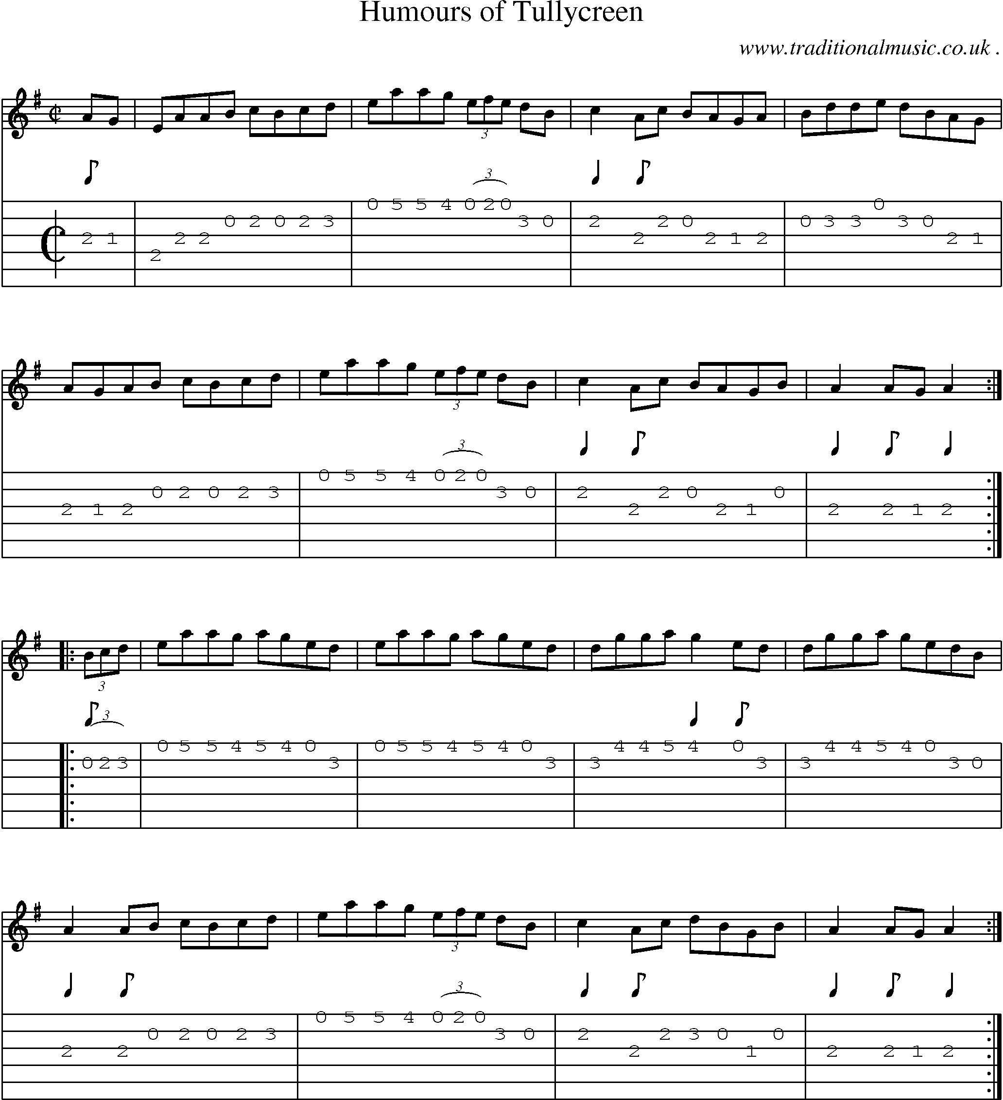 Sheet-Music and Guitar Tabs for Humours Of Tullycreen