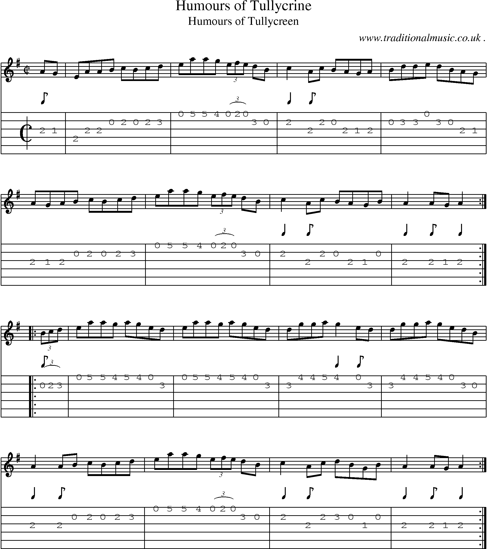 Sheet-Music and Guitar Tabs for Humours Of Tullycrine