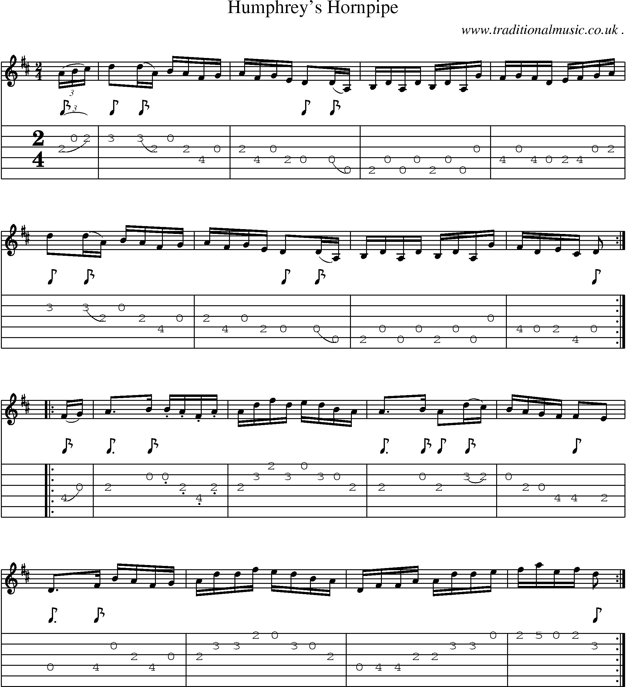 Sheet-Music and Guitar Tabs for Humphreys Hornpipe
