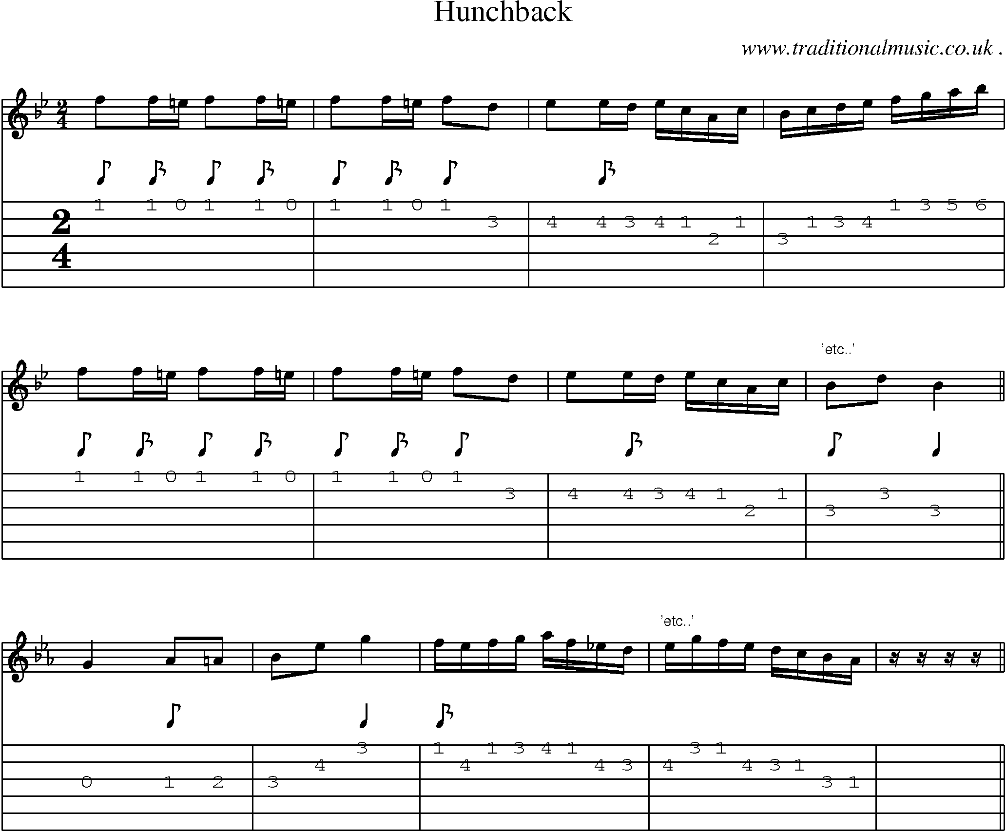 Sheet-Music and Guitar Tabs for Hunchback