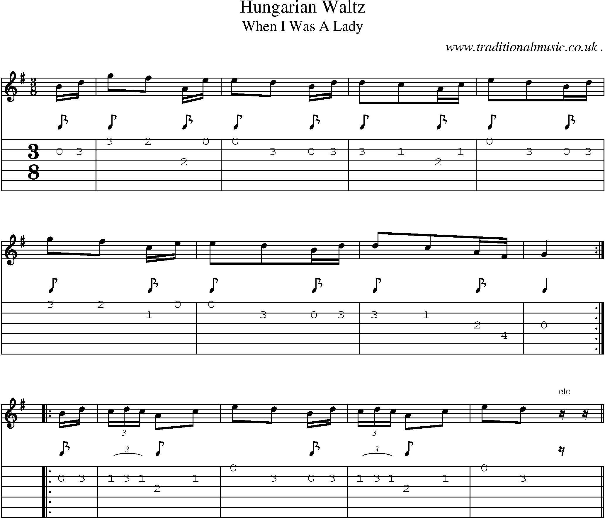 Sheet-Music and Guitar Tabs for Hungarian Waltz