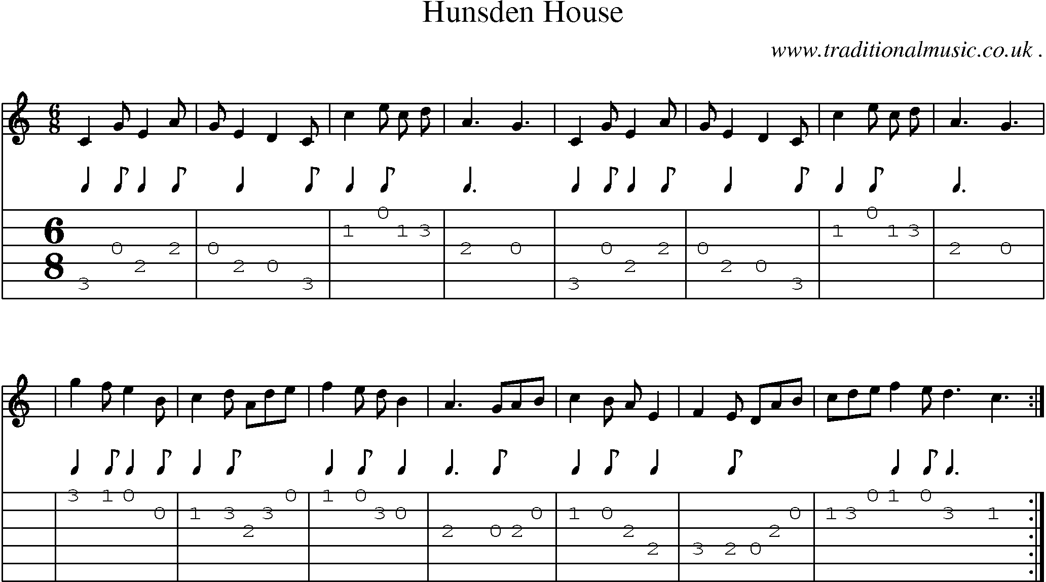 Sheet-Music and Guitar Tabs for Hunsden House