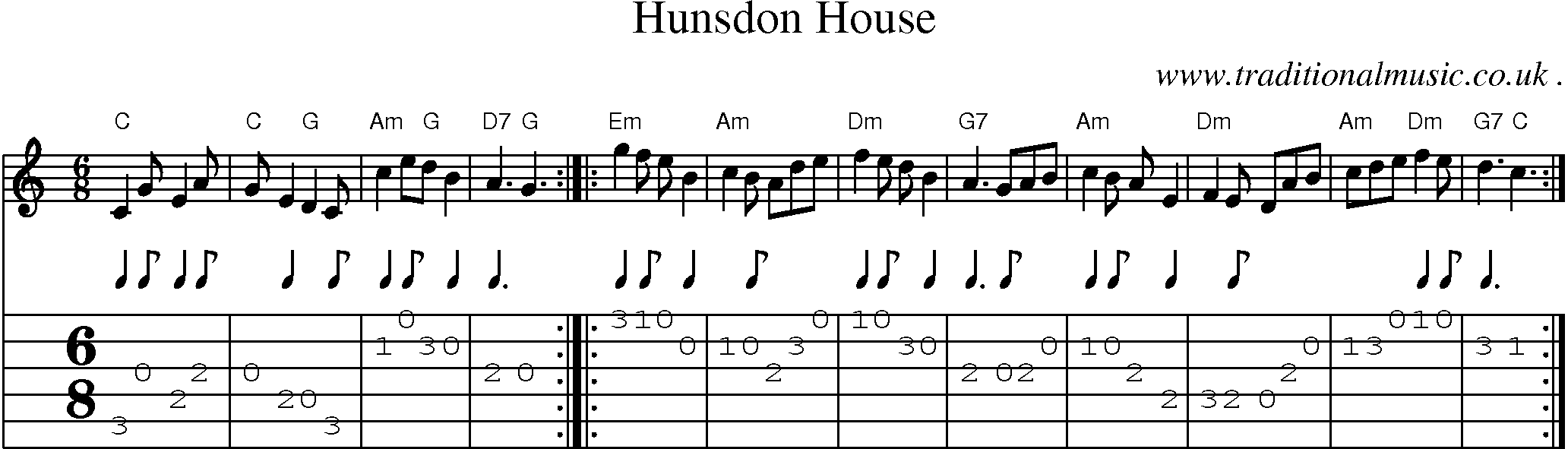 Sheet-Music and Guitar Tabs for Hunsdon House