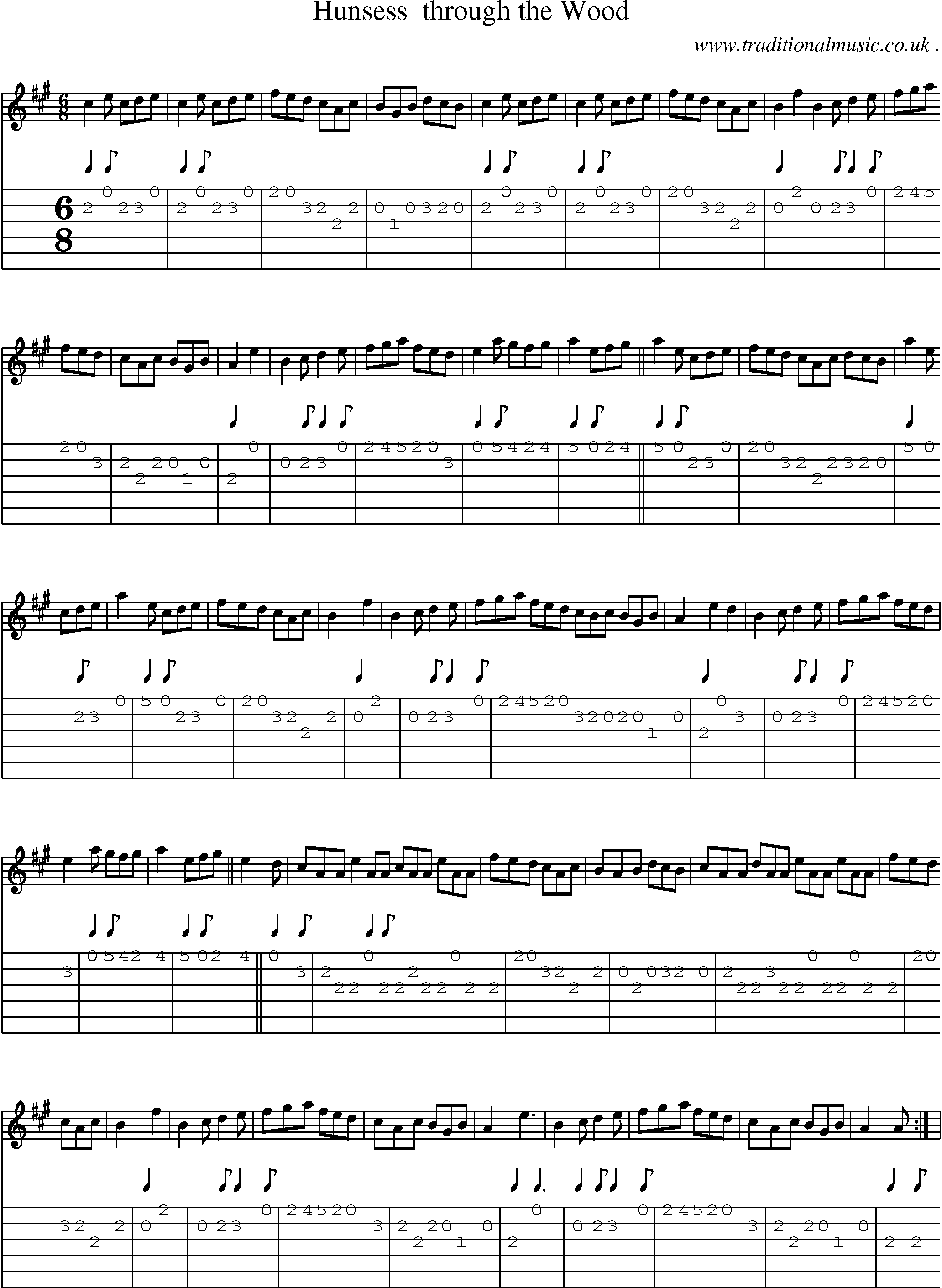 Sheet-Music and Guitar Tabs for Hunsess  Through The Wood