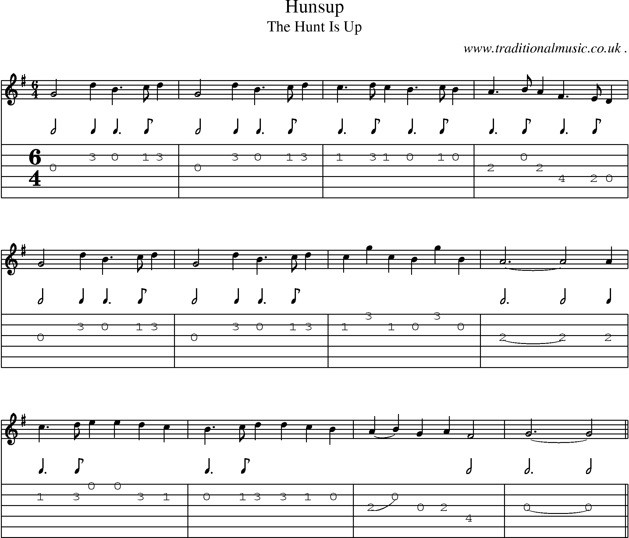 Sheet-Music and Guitar Tabs for Hunsup