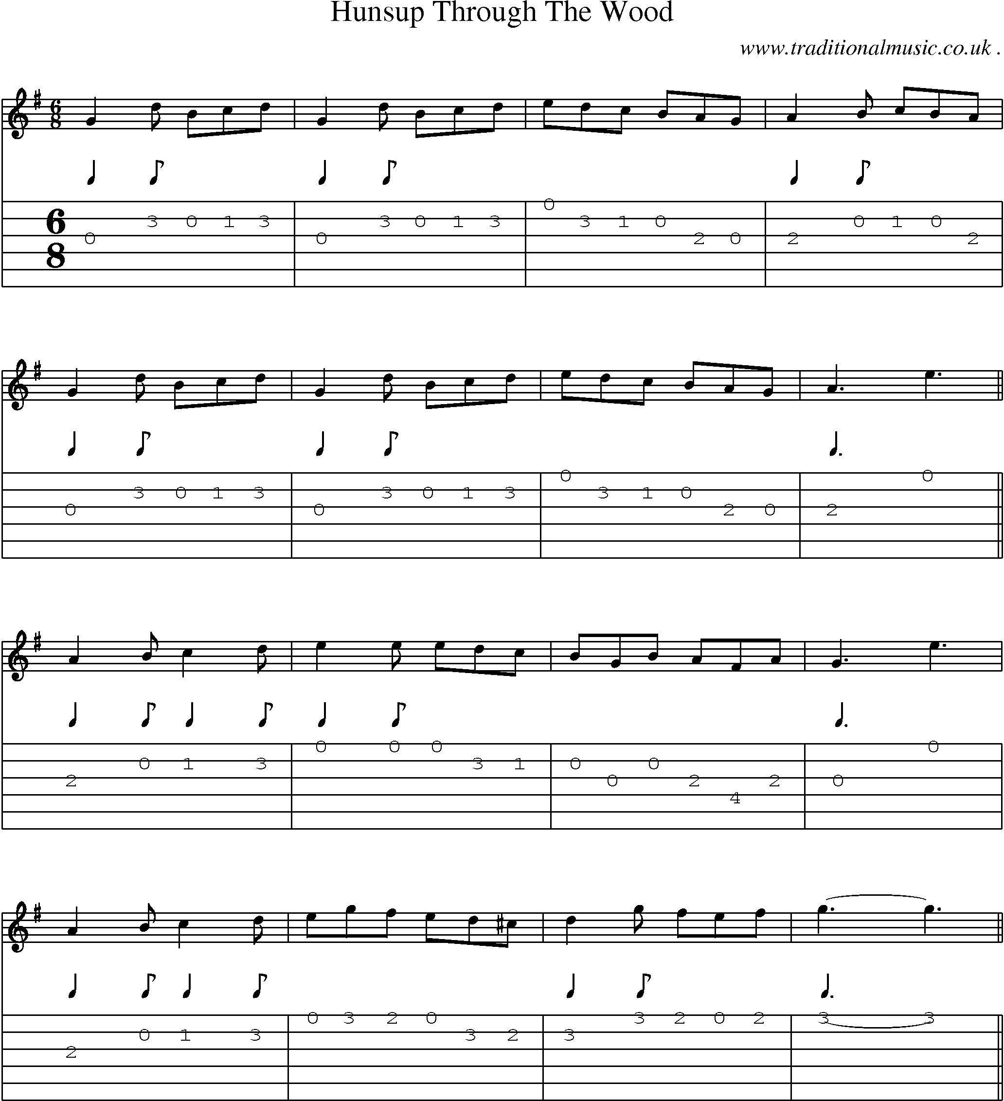 Sheet-Music and Guitar Tabs for Hunsup Through The Wood