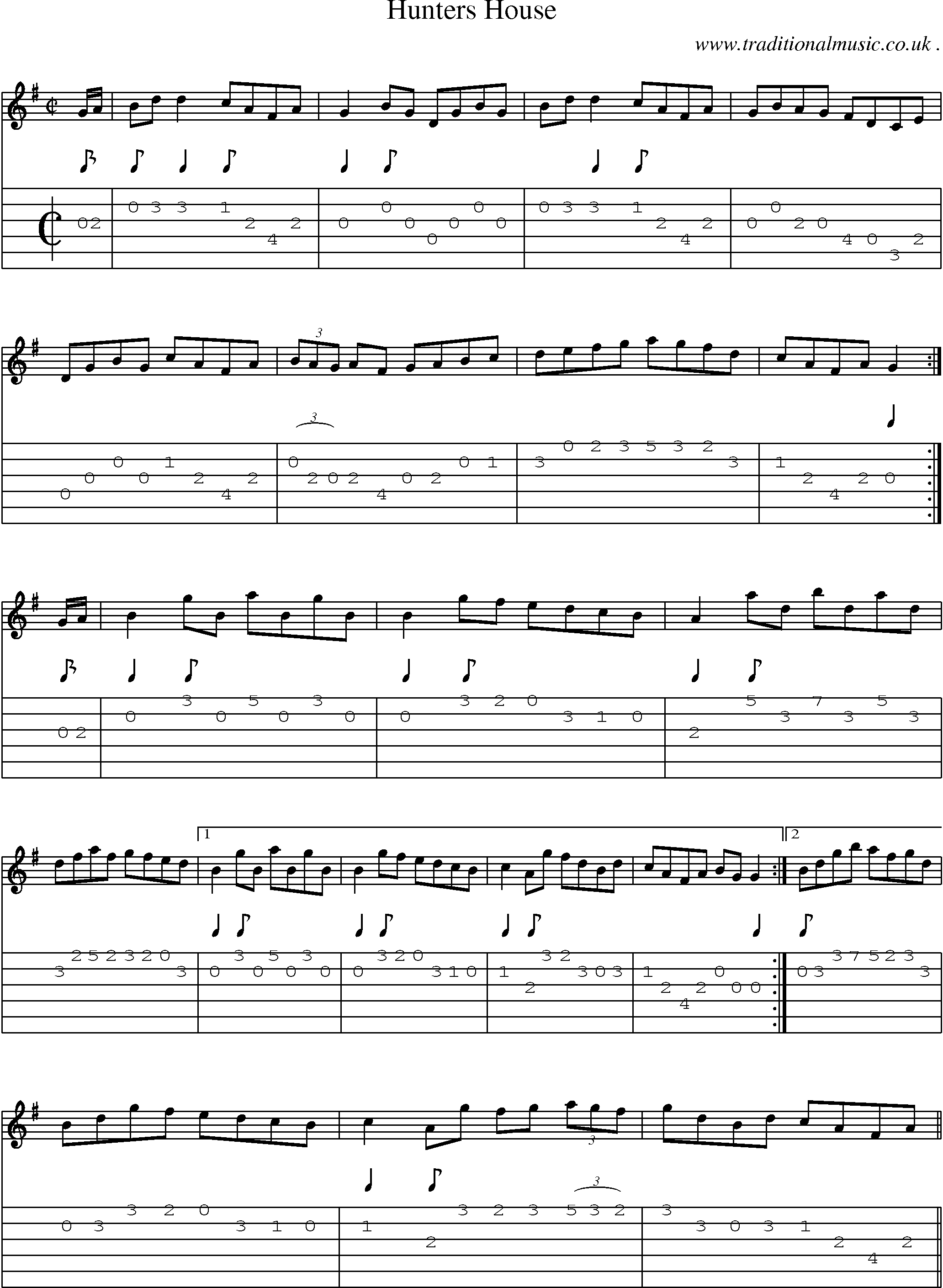 Sheet-Music and Guitar Tabs for Hunters House