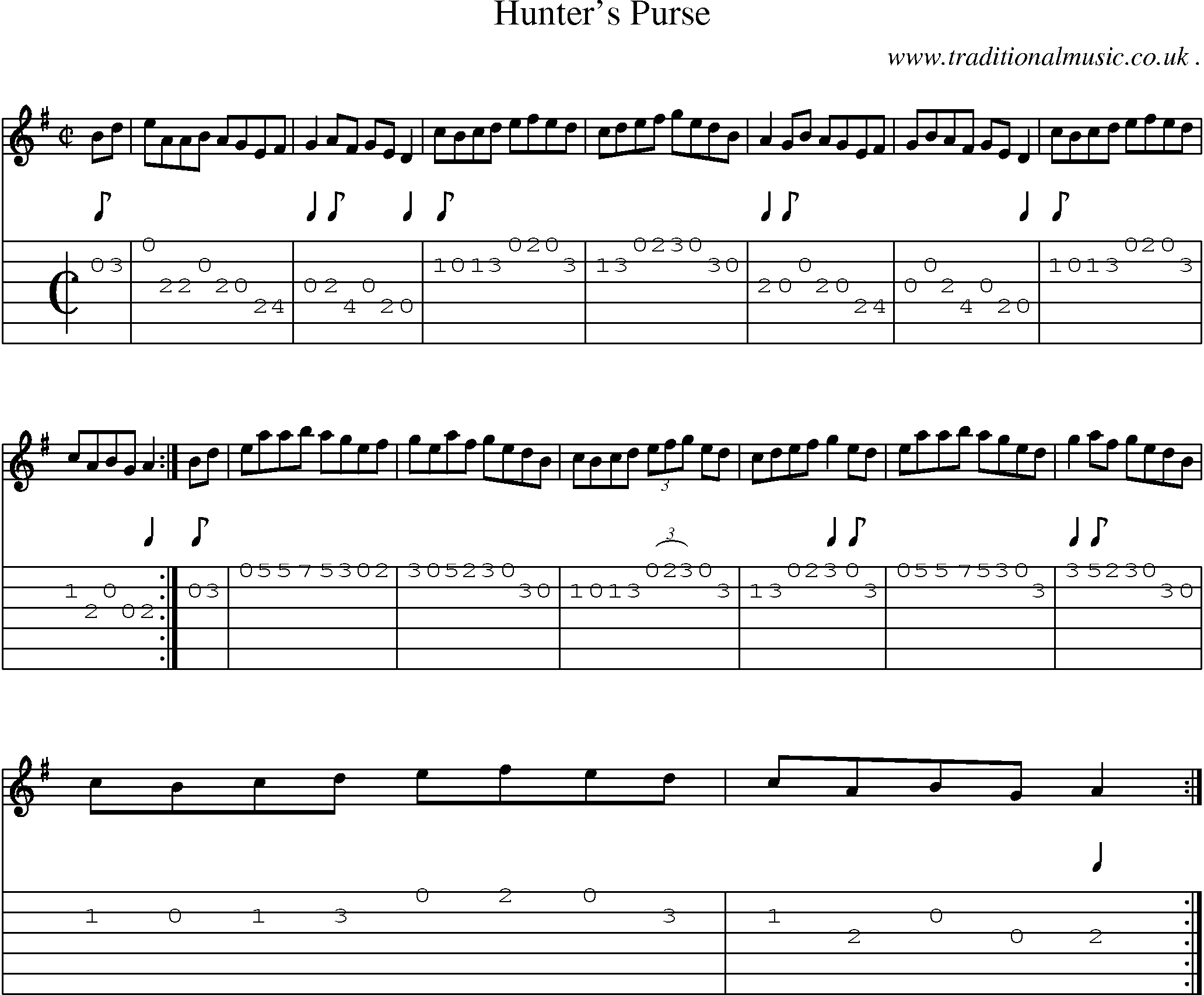Sheet-Music and Guitar Tabs for Hunters Purse