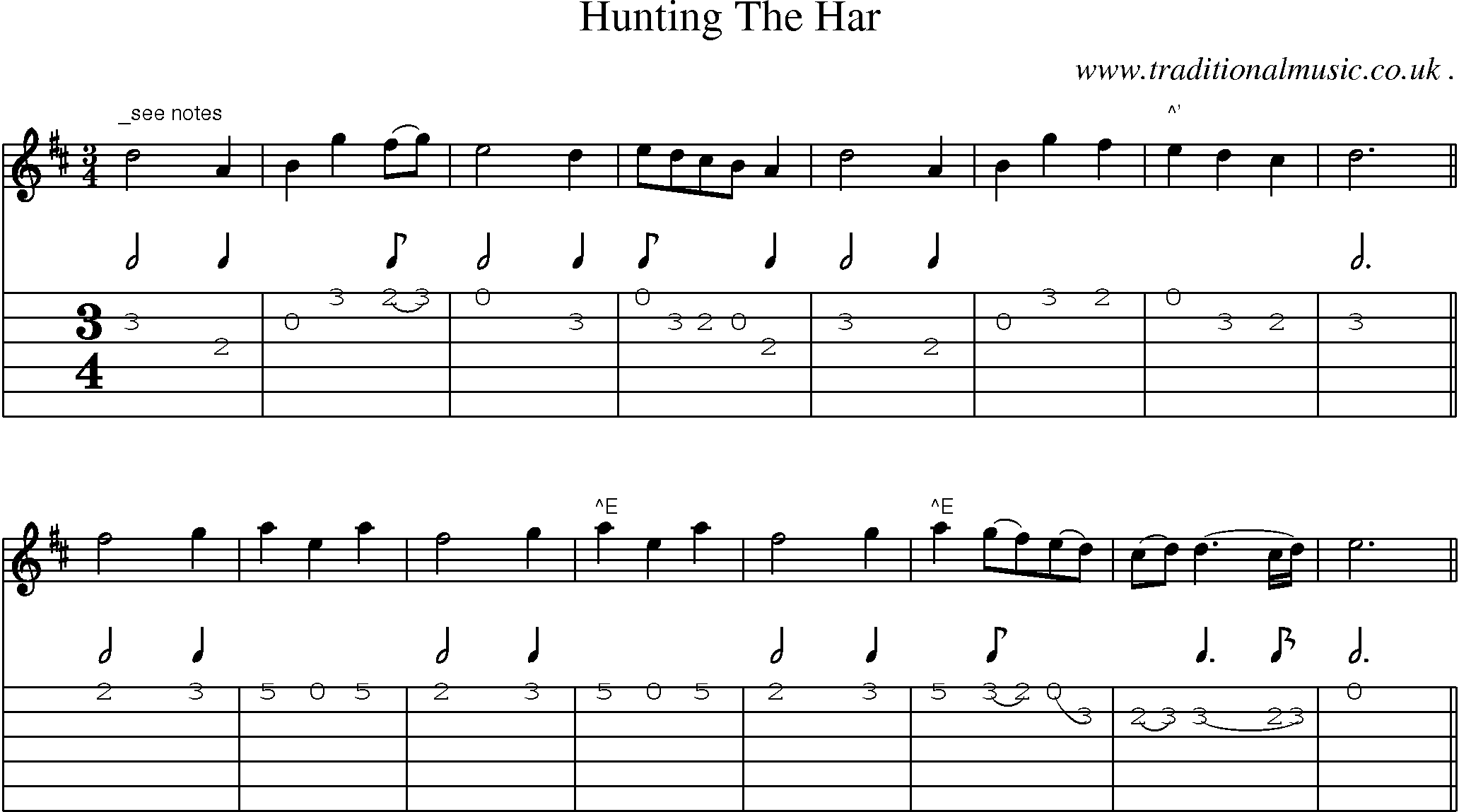 Sheet-Music and Guitar Tabs for Hunting The Har