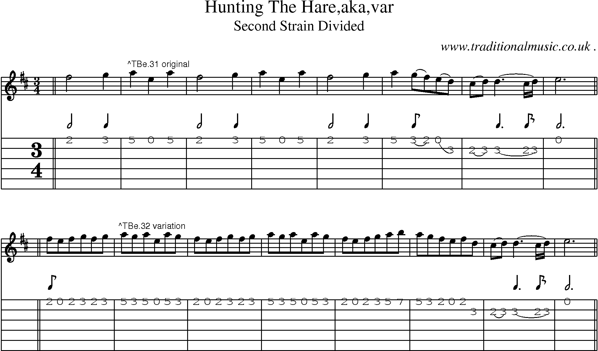 Sheet-Music and Guitar Tabs for Hunting The Hareakavar