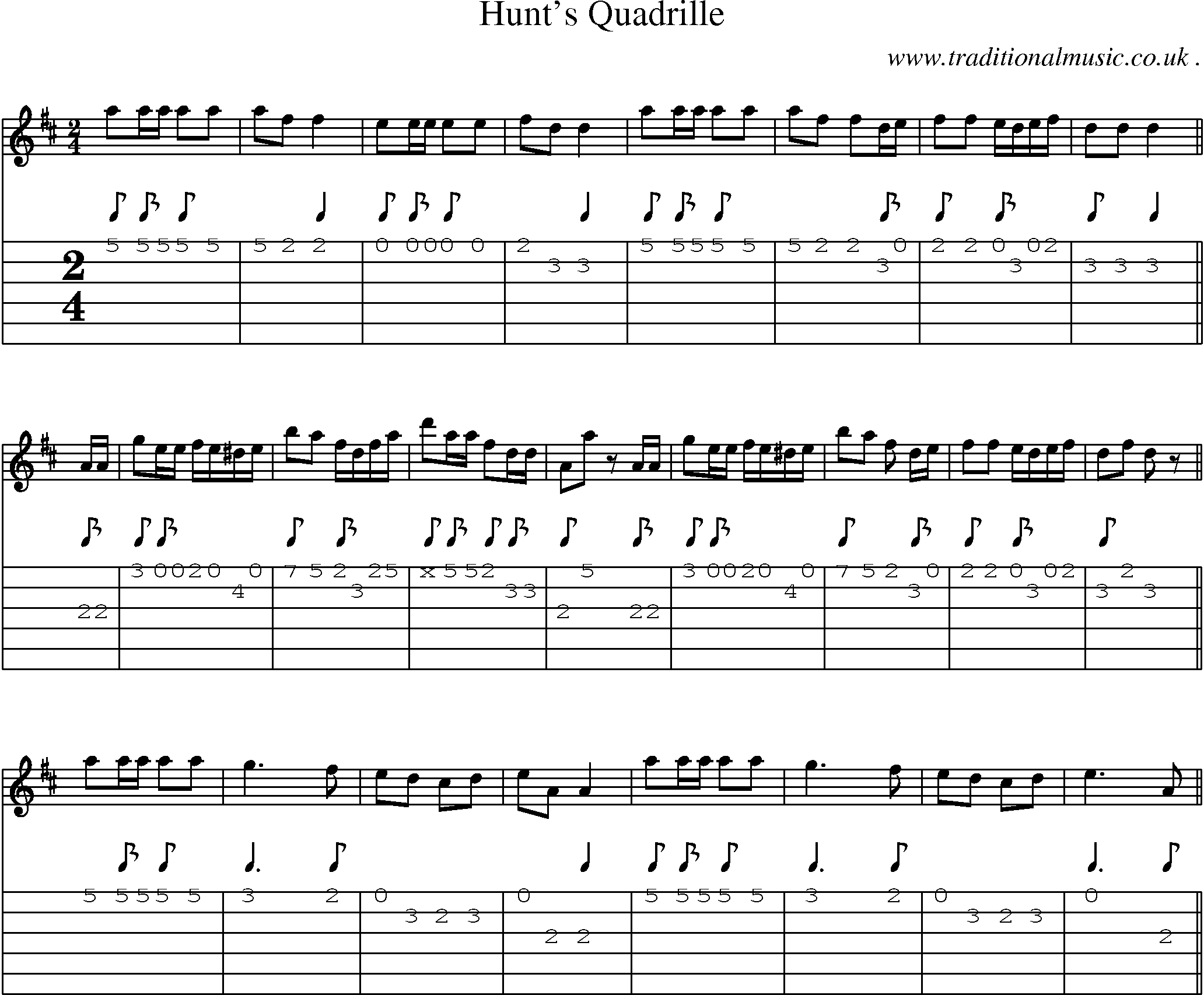 Sheet-Music and Guitar Tabs for Hunts Quadrille