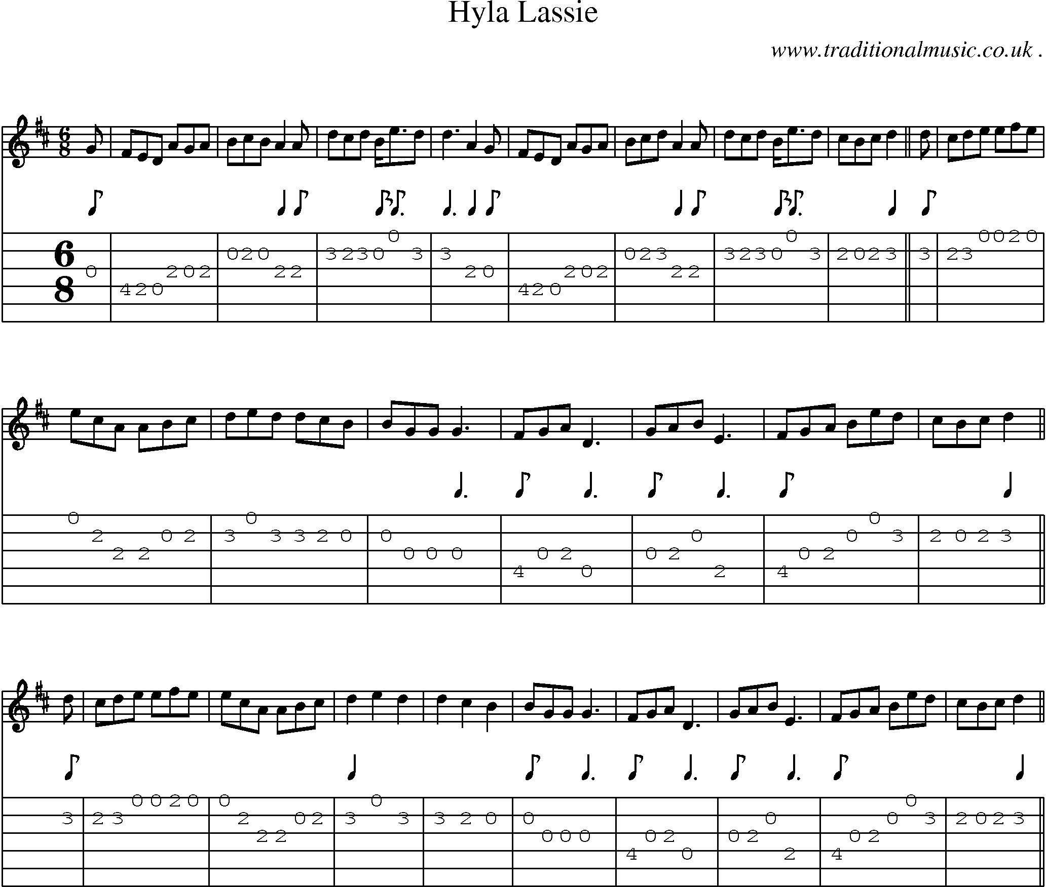 Sheet-Music and Guitar Tabs for Hyla Lassie