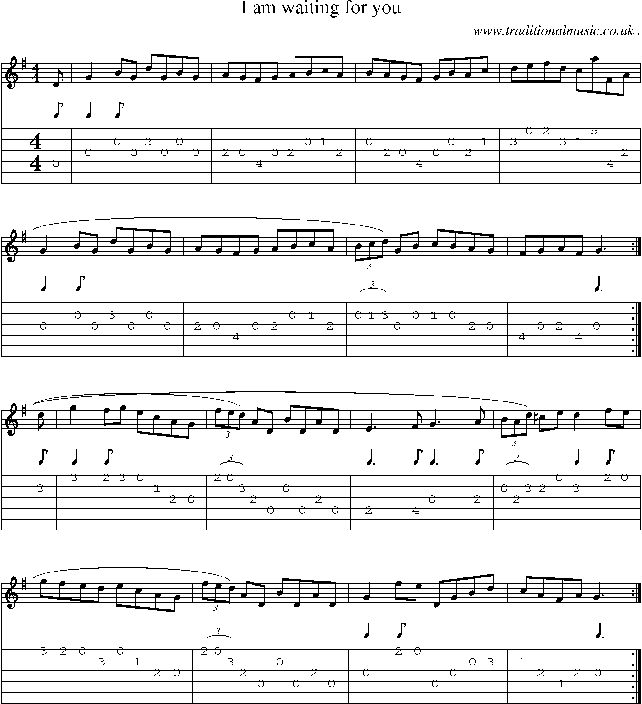 Sheet-Music and Guitar Tabs for I Am Waiting For You