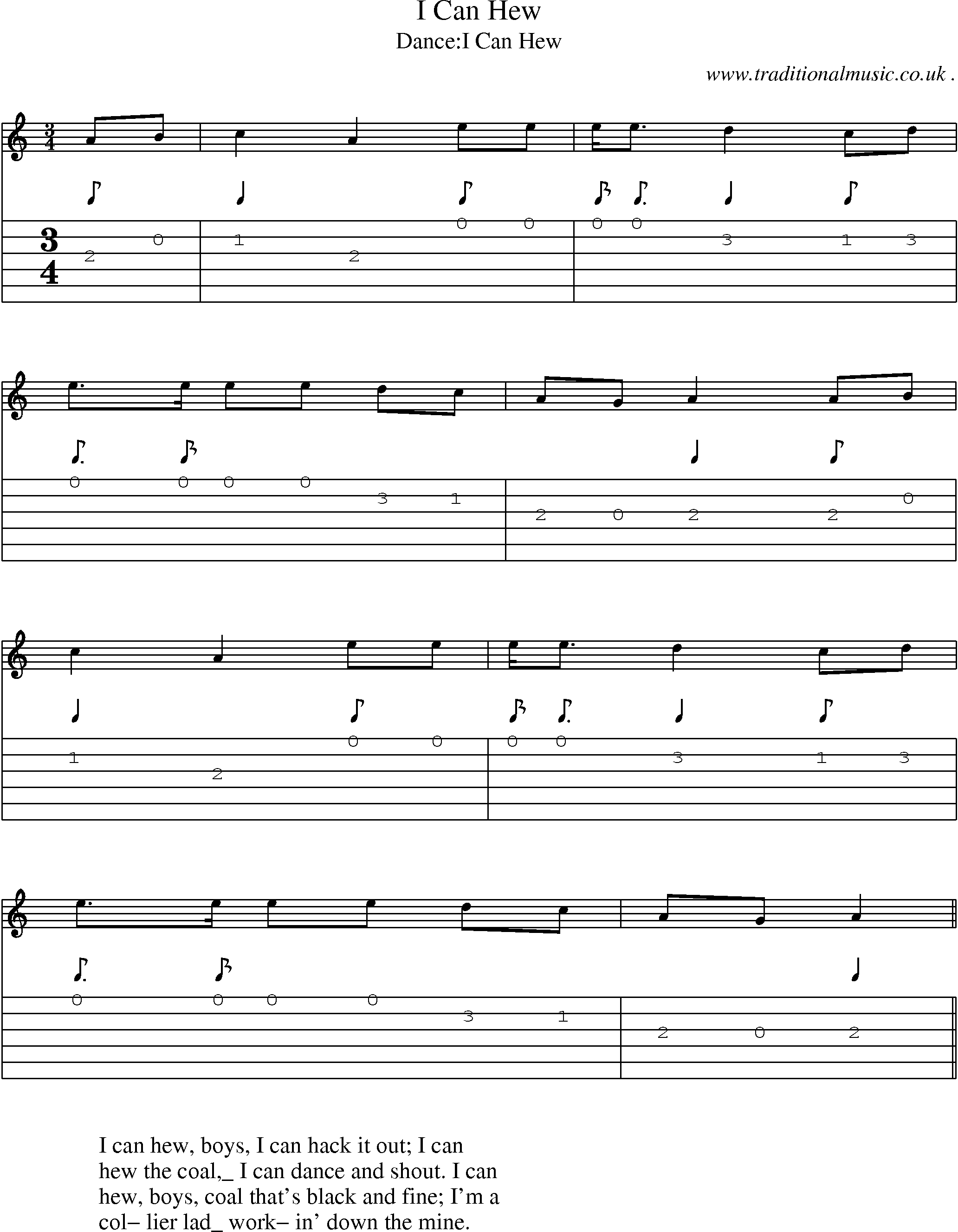 Sheet-Music and Guitar Tabs for I Can Hew