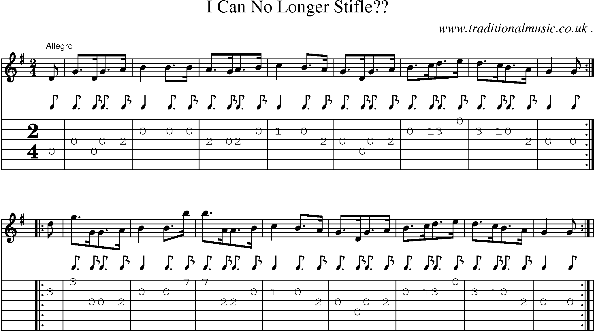 Sheet-Music and Guitar Tabs for I Can No Longer Stifle
