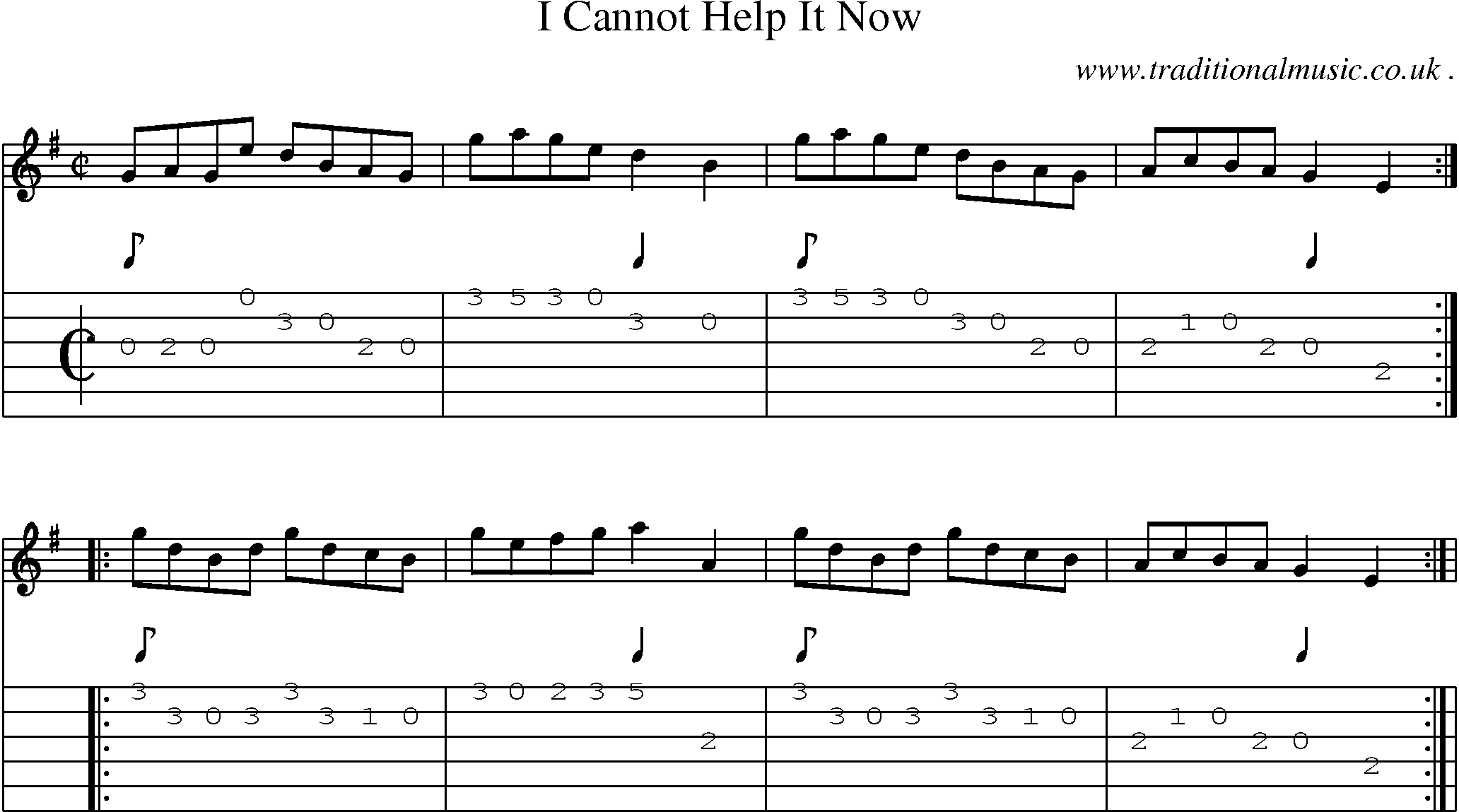 Sheet-Music and Guitar Tabs for I Cannot Help It Now