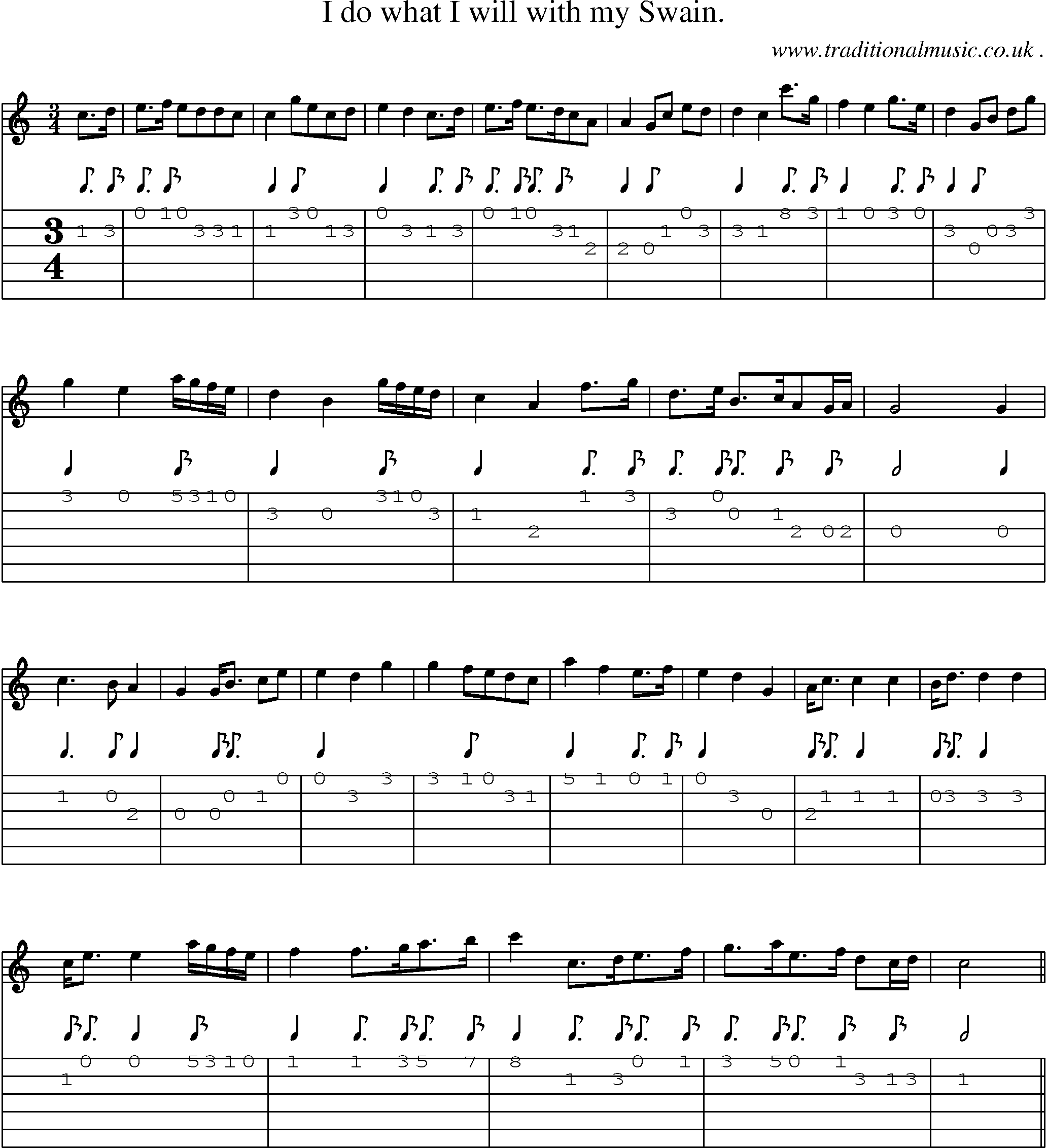 Sheet-Music and Guitar Tabs for I Do What I Will With My Swain