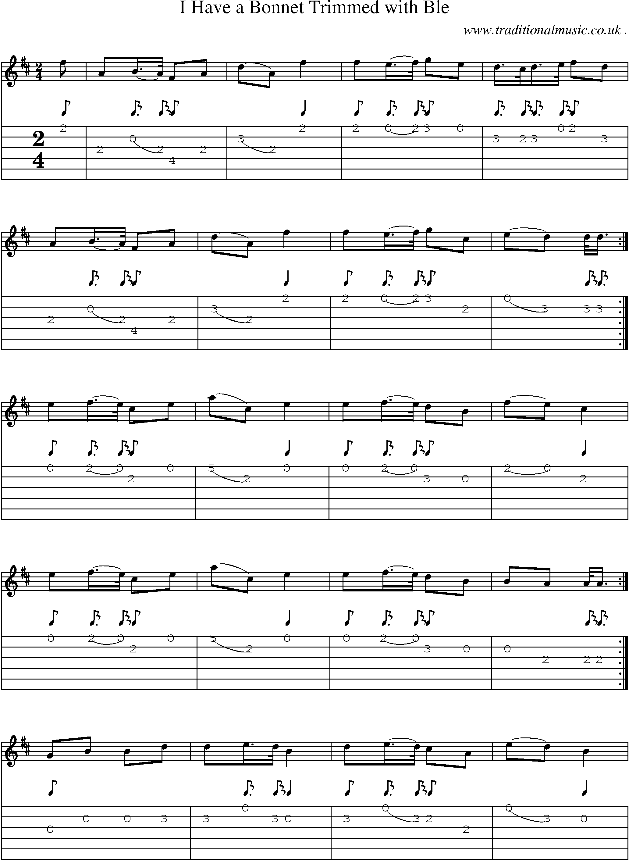 Sheet-Music and Guitar Tabs for I Have A Bonnet Trimmed With Ble