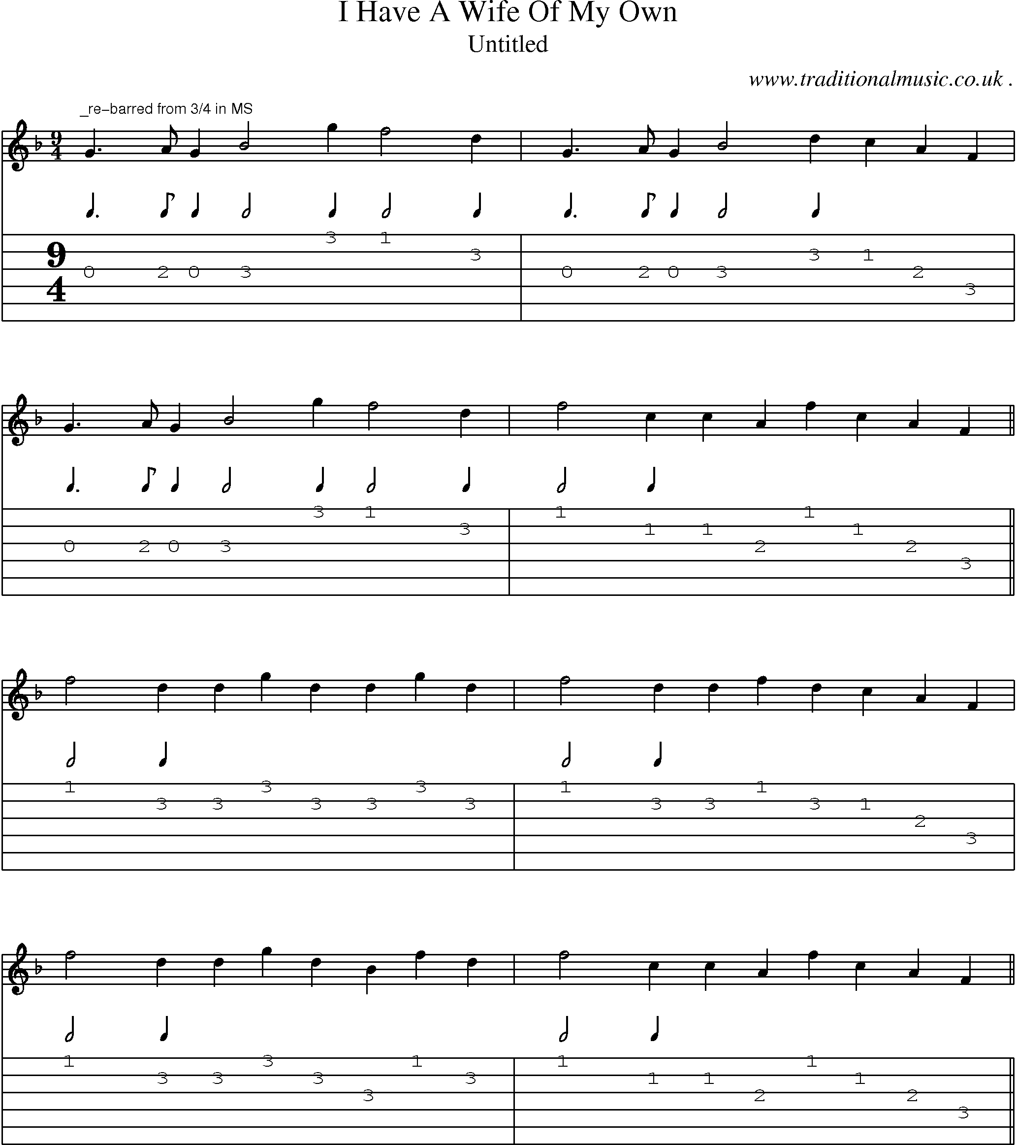 Sheet-Music and Guitar Tabs for I Have A Wife Of My Own