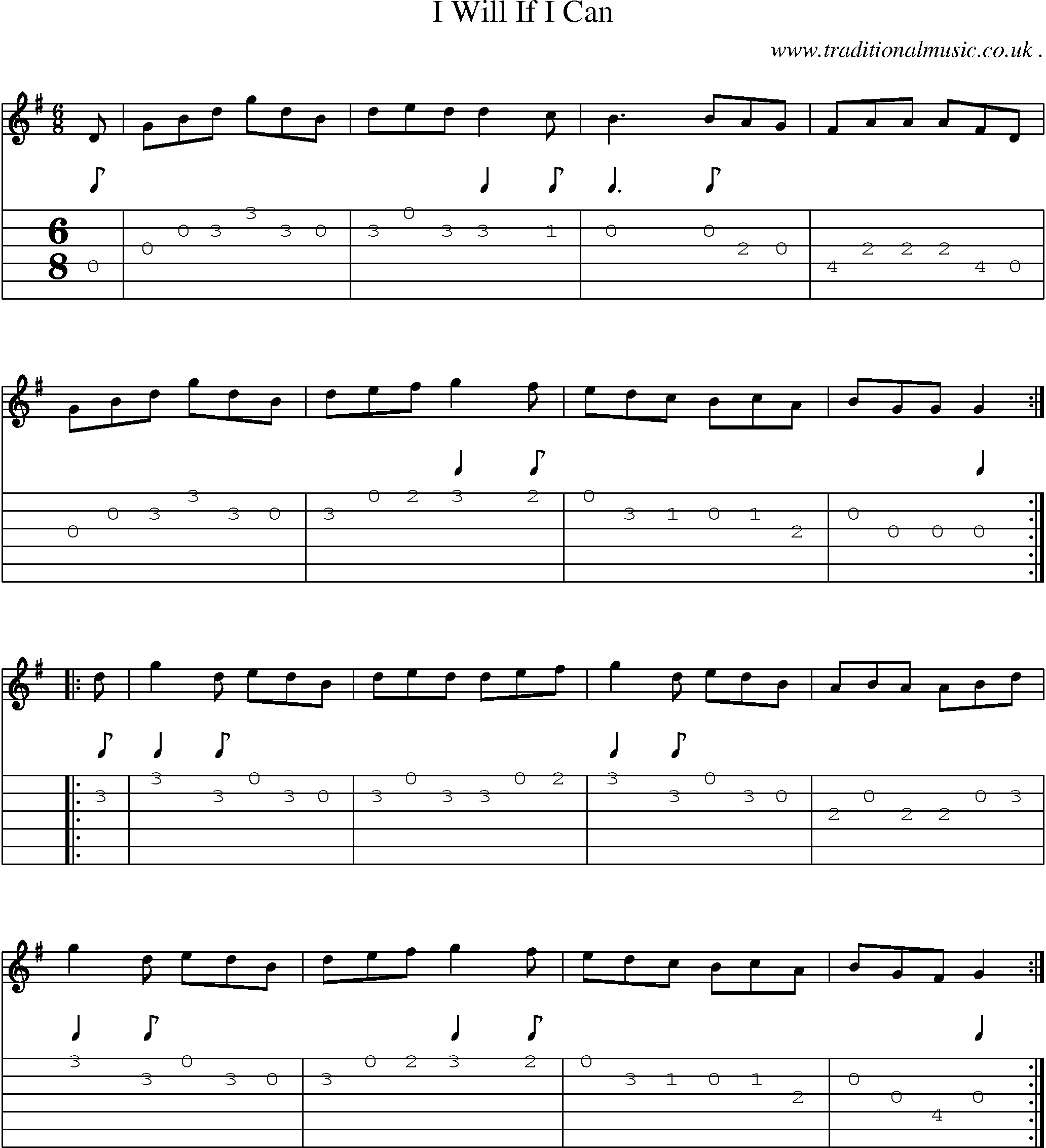 Sheet-Music and Guitar Tabs for I Will If I Can