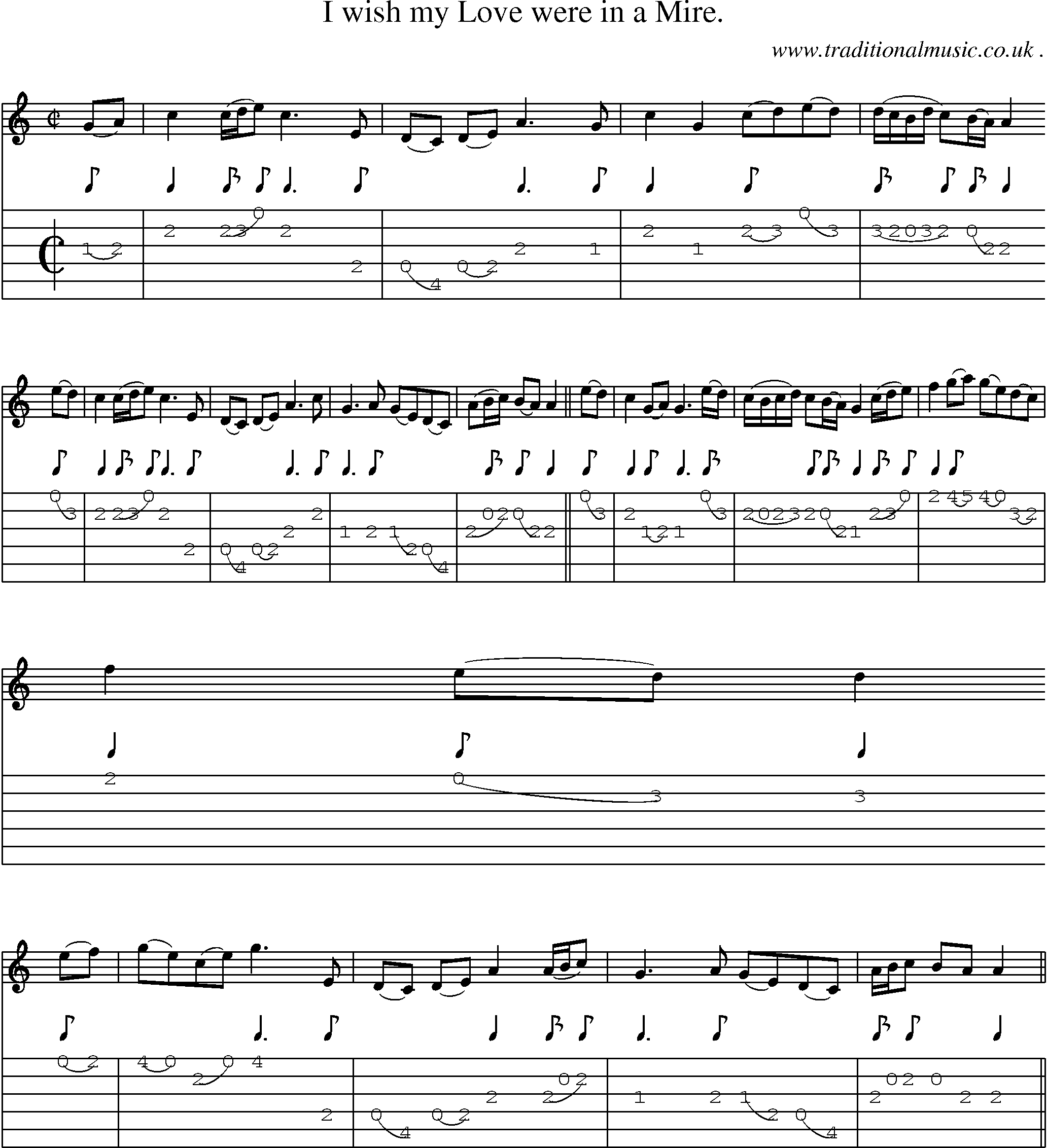 Sheet-Music and Guitar Tabs for I Wish My Love Were In A Mire
