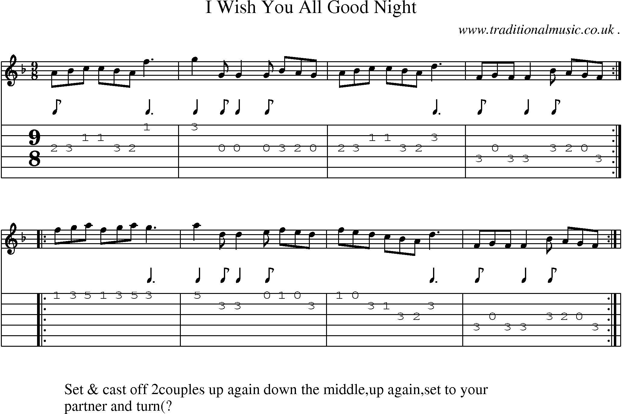 Sheet-Music and Guitar Tabs for I Wish You All Good Night