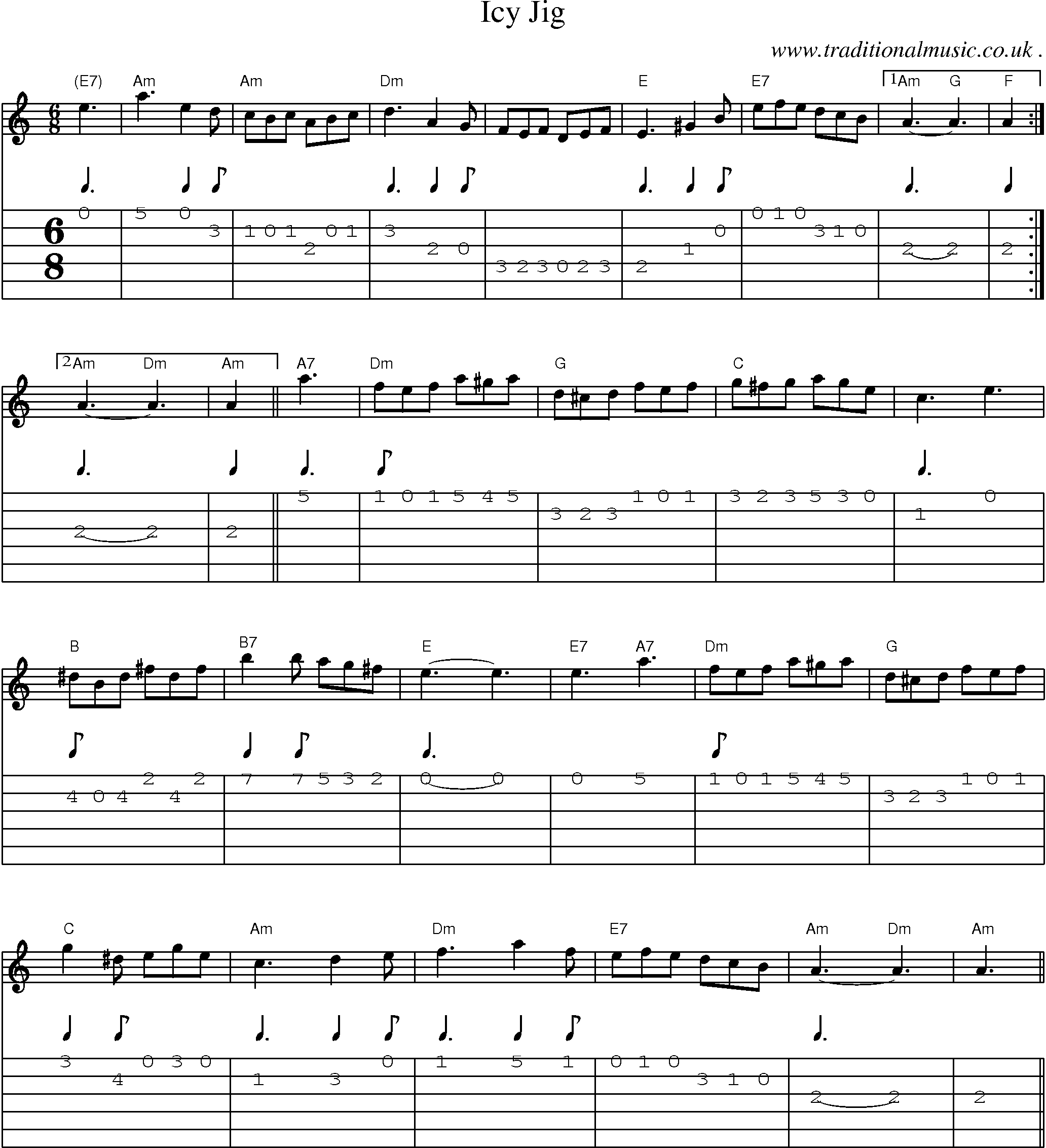 Sheet-Music and Guitar Tabs for Icy Jig