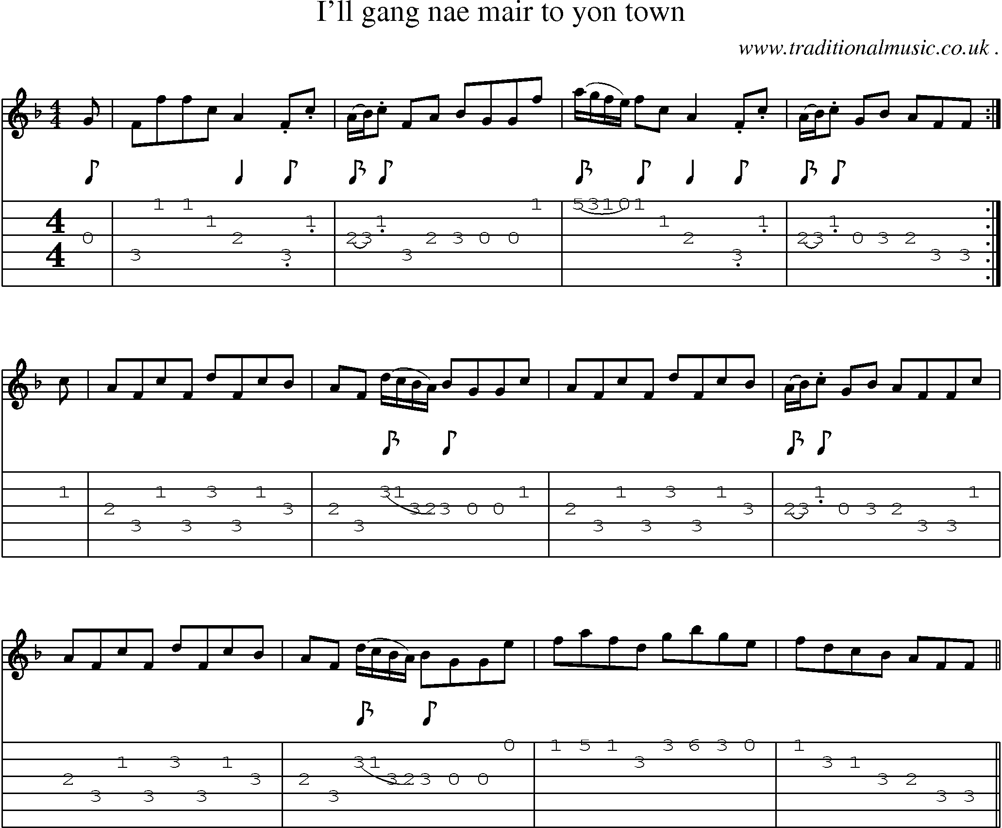 Sheet-Music and Guitar Tabs for Ill Gang Nae Mair To Yon Town