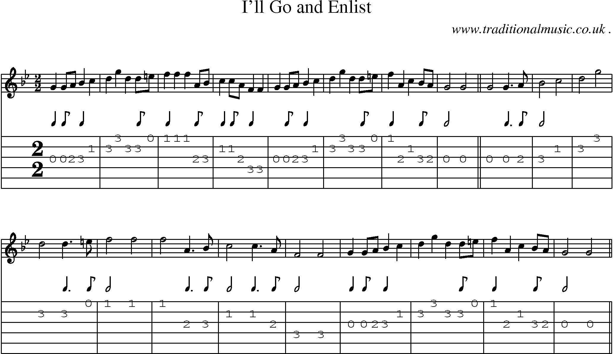 Sheet-Music and Guitar Tabs for Ill Go And Enlist