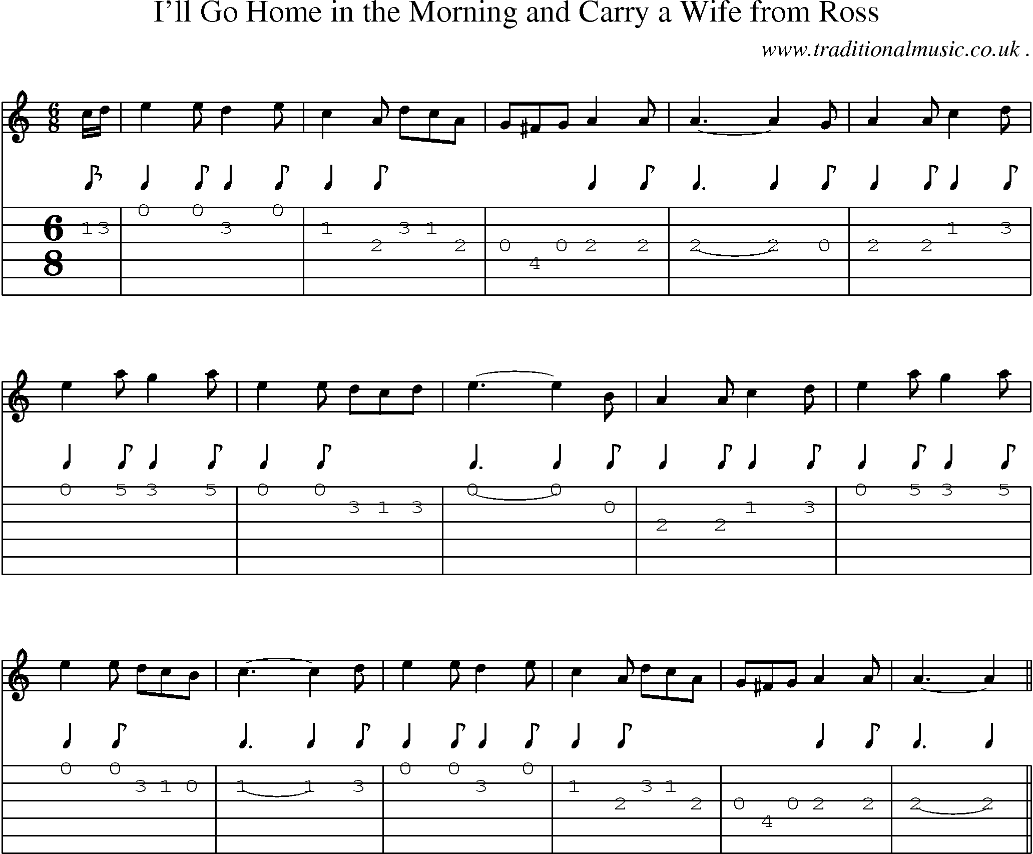 Sheet-Music and Guitar Tabs for Ill Go Home In The Morning And Carry A Wife From Ross