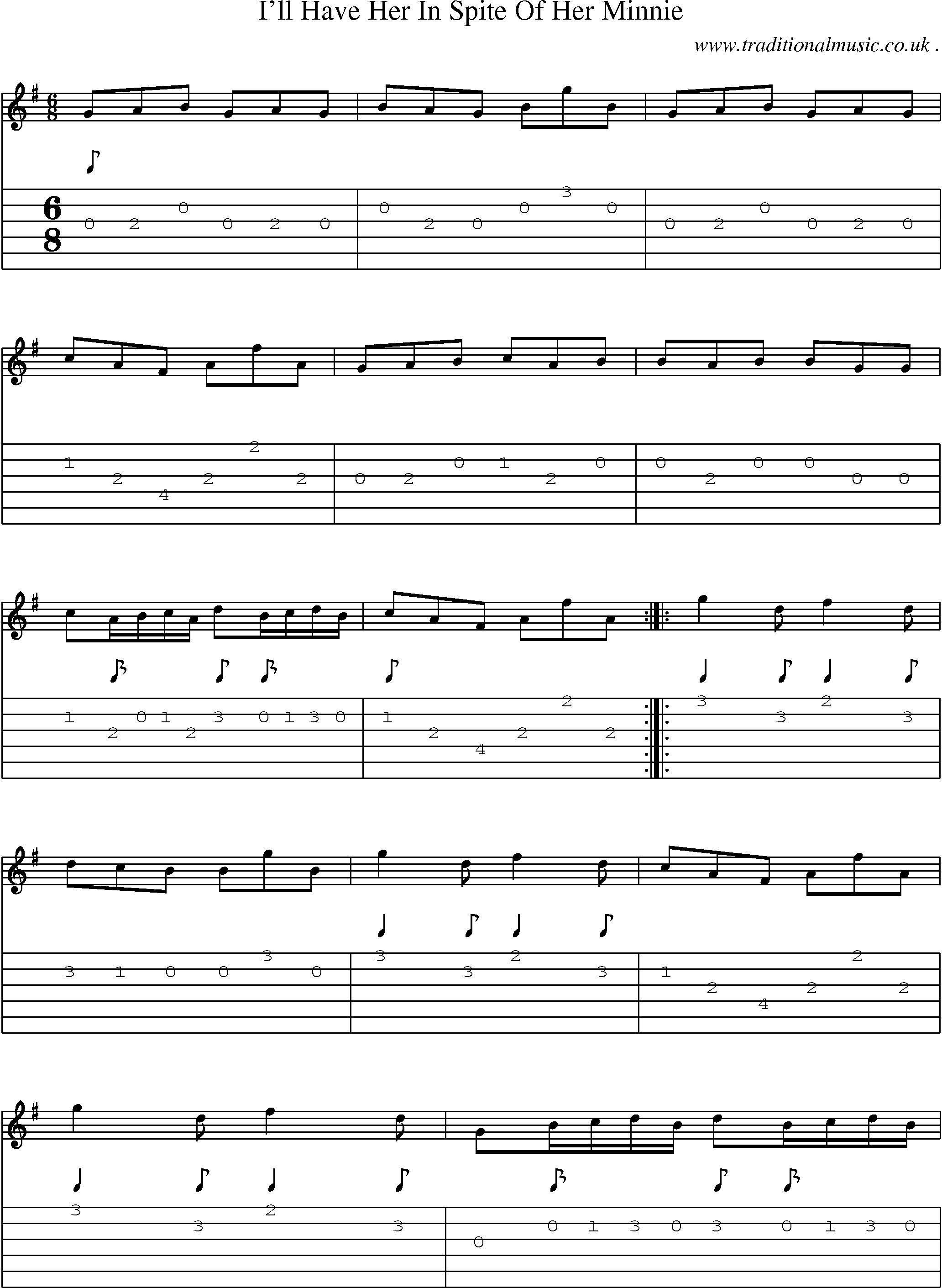 Sheet-Music and Guitar Tabs for Ill Have Her In Spite Of Her Minnie