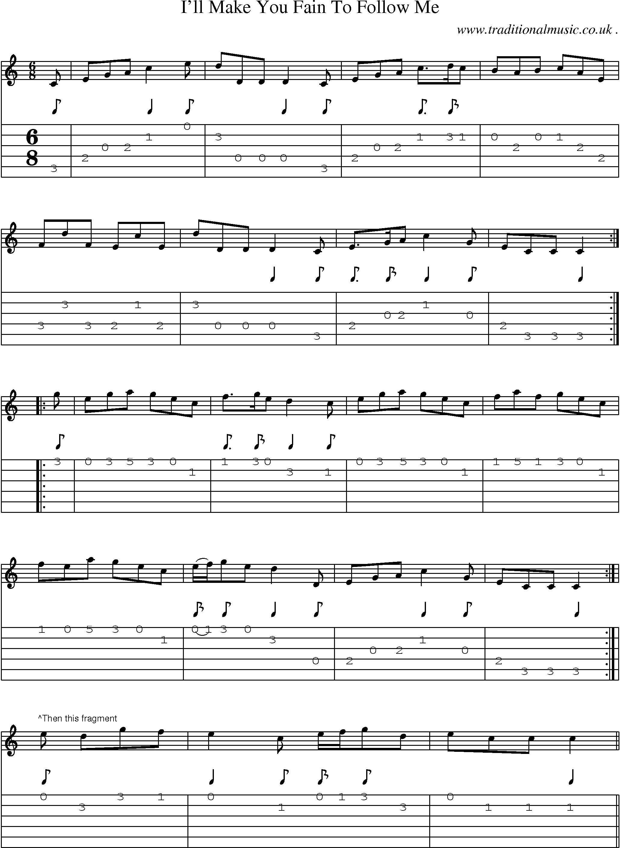 Sheet-Music and Guitar Tabs for Ill Make You Fain To Follow Me