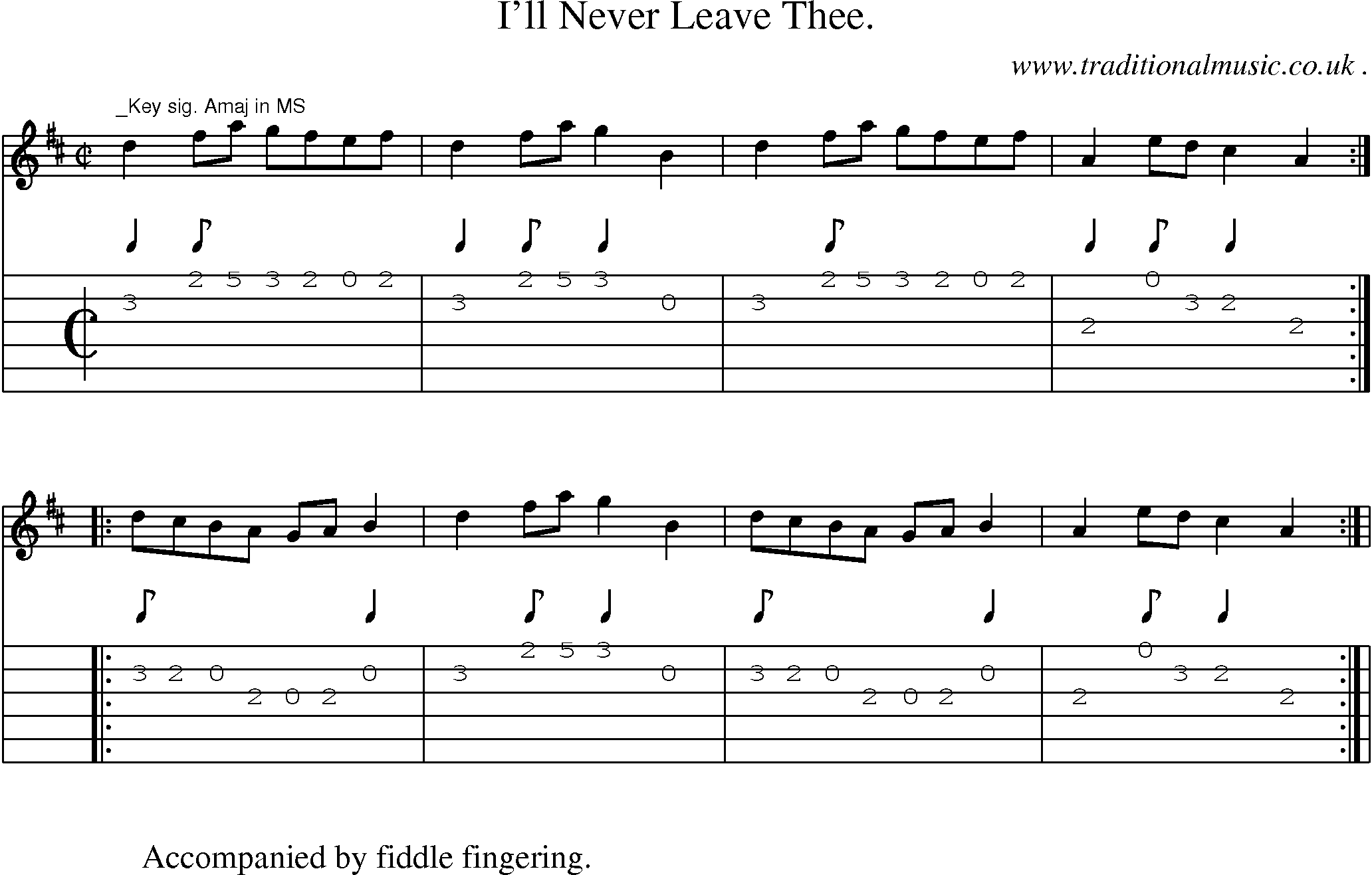 Sheet-Music and Guitar Tabs for Ill Never Leave Thee