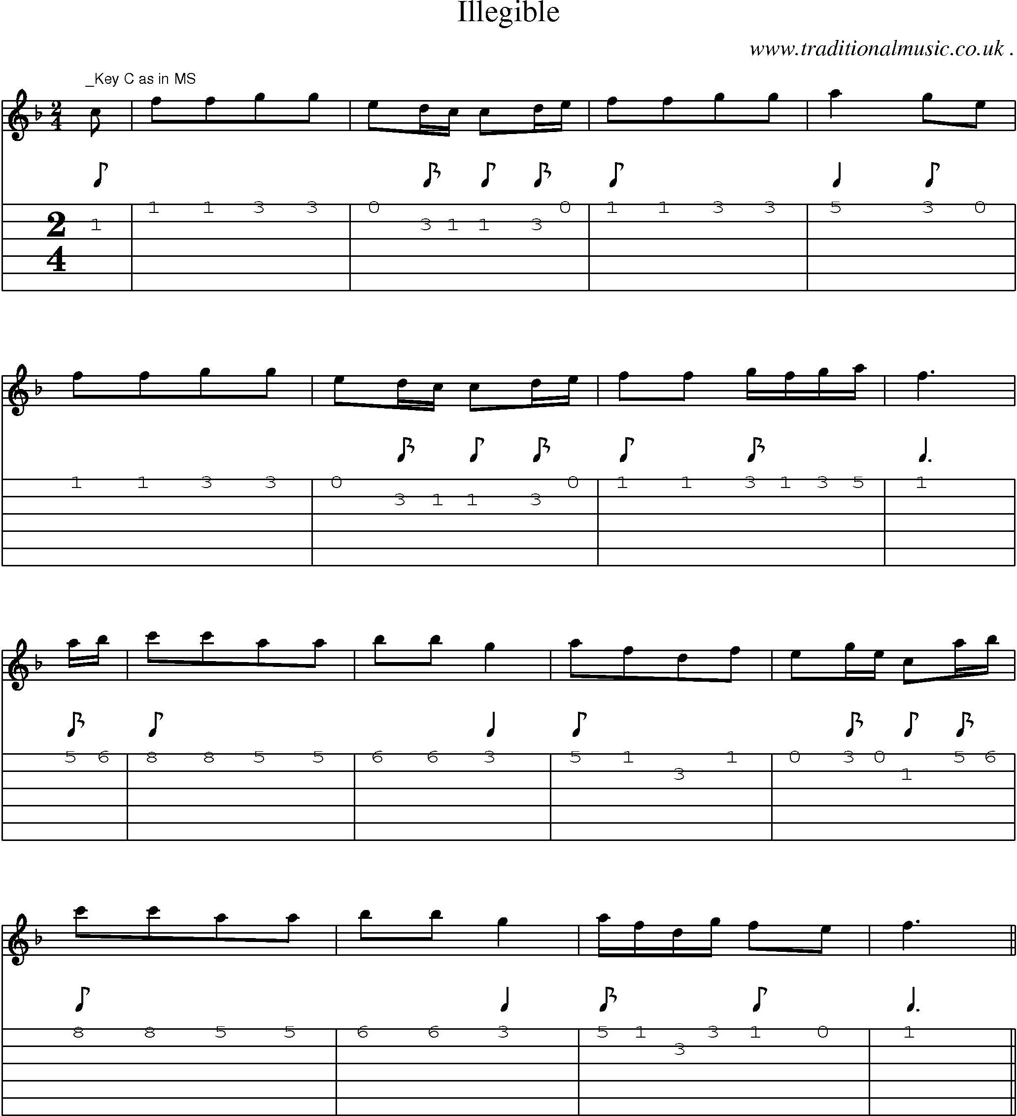 Sheet-Music and Guitar Tabs for Illegible